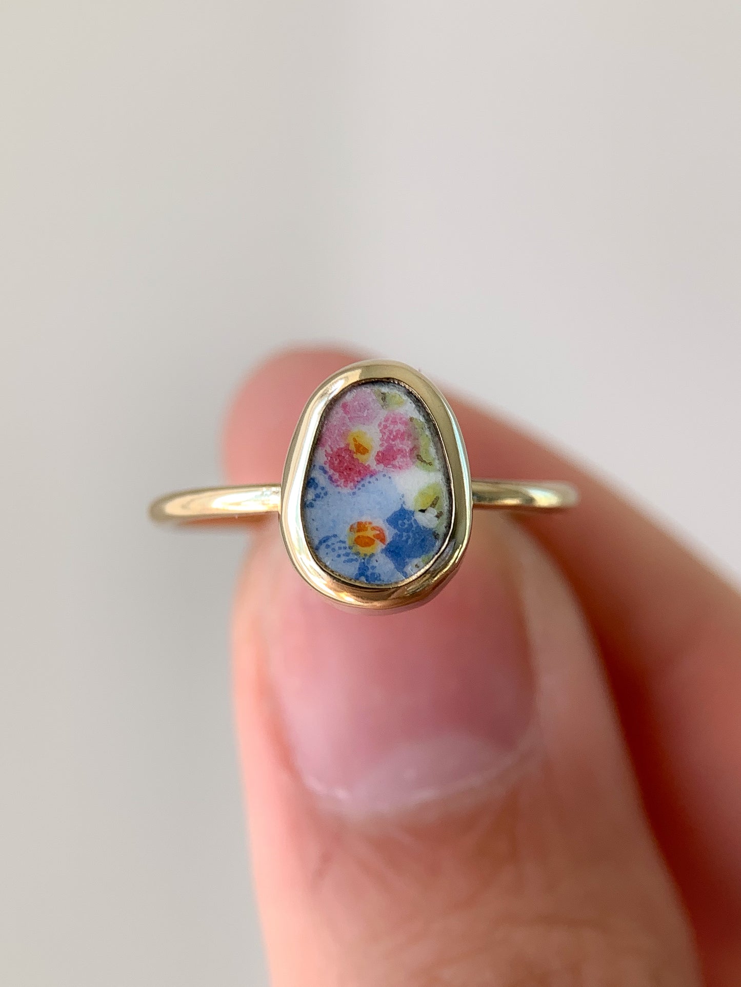 Upcycled Pottery Ring in Gold (US 5.75)