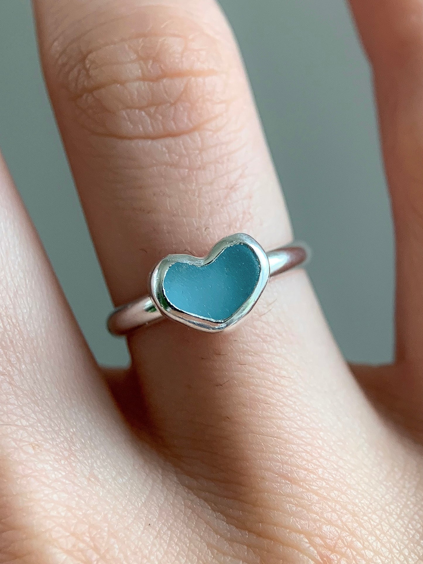Sea Glass Heart Ring (US 5.75)