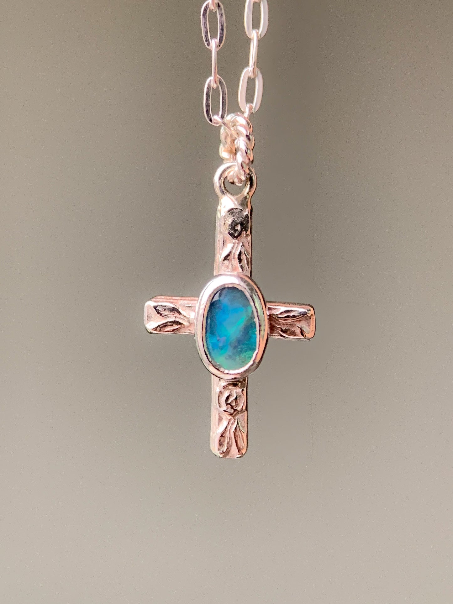 Australian Opal Cross Necklace