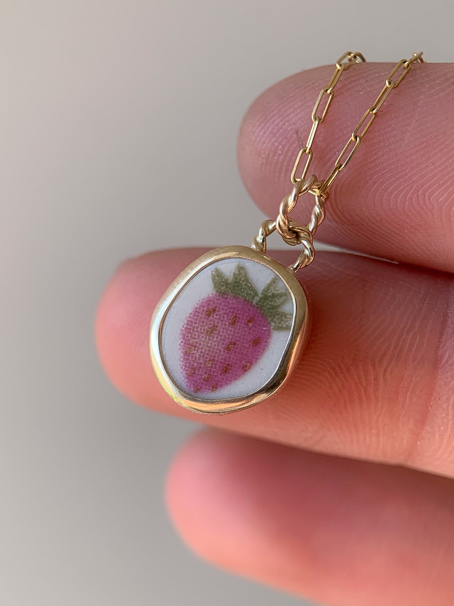Upcycled Pottery Pendant in Gold (No Chain)