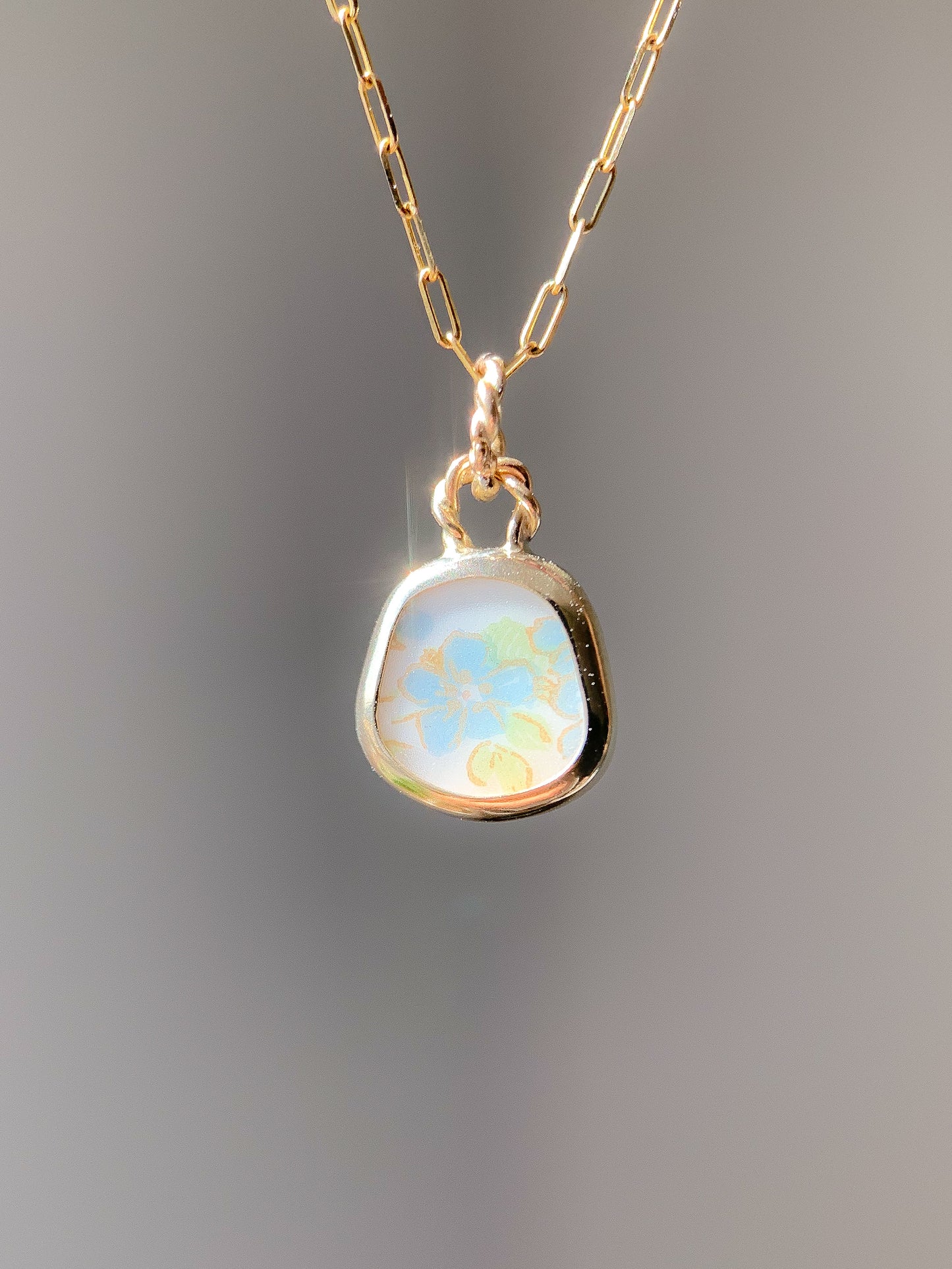 Upcycled Pottery Pendant in Gold (No Chain)