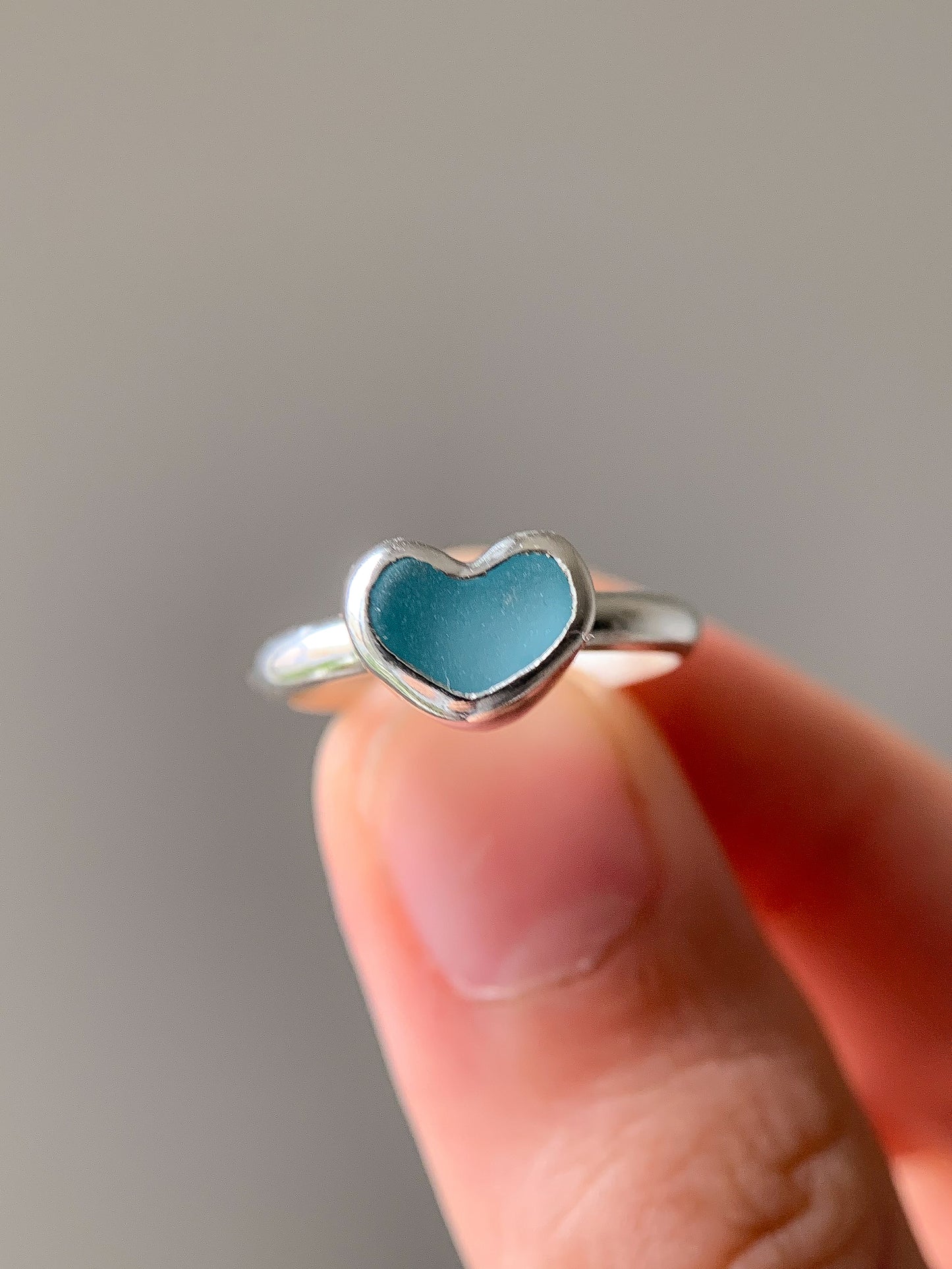 Sea Glass Heart Ring (US 5.75)