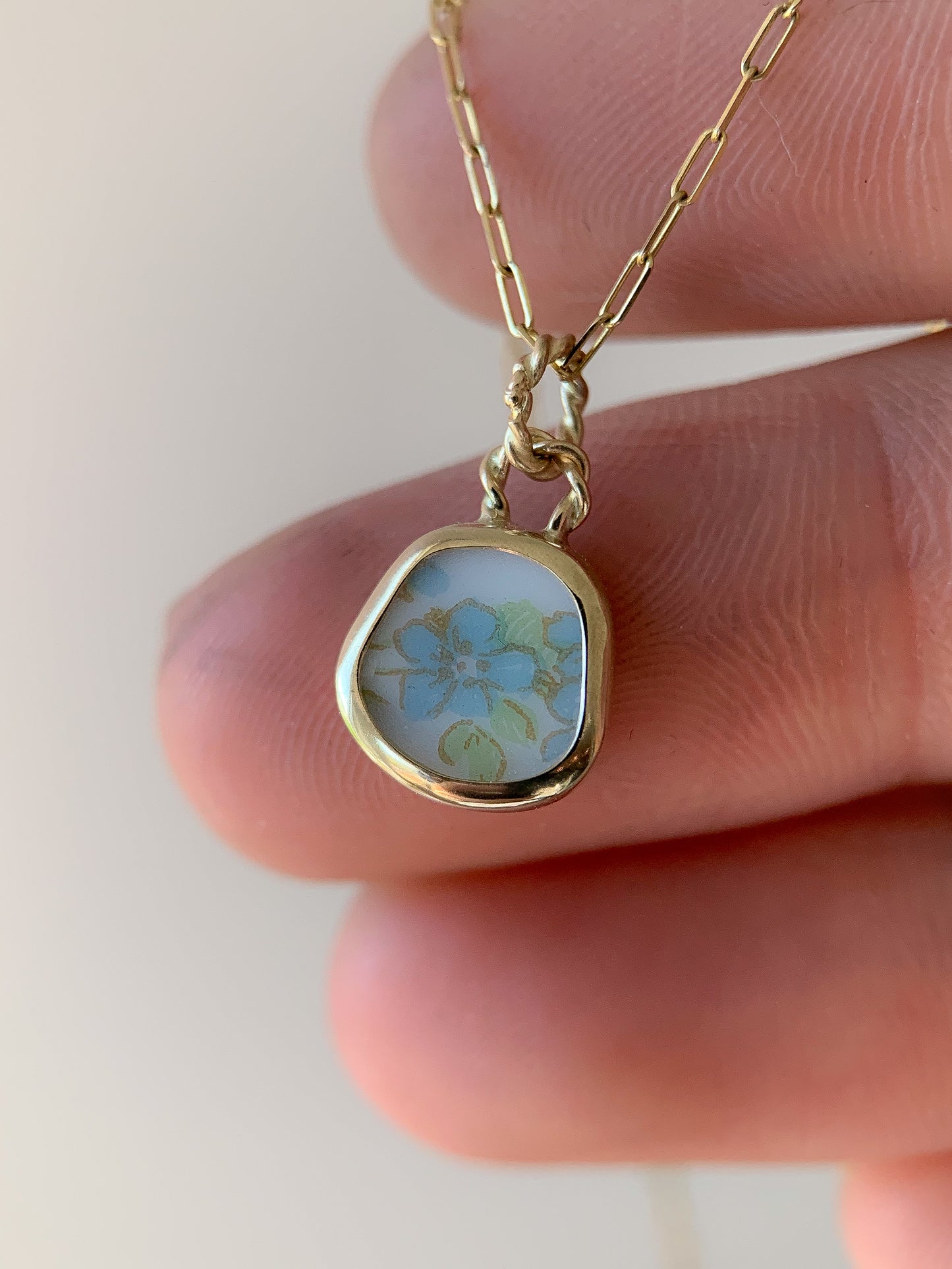 Upcycled Pottery Pendant in Gold (No Chain)