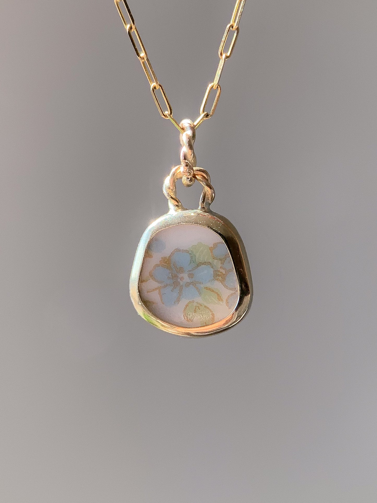Upcycled Pottery Pendant in Gold (No Chain)