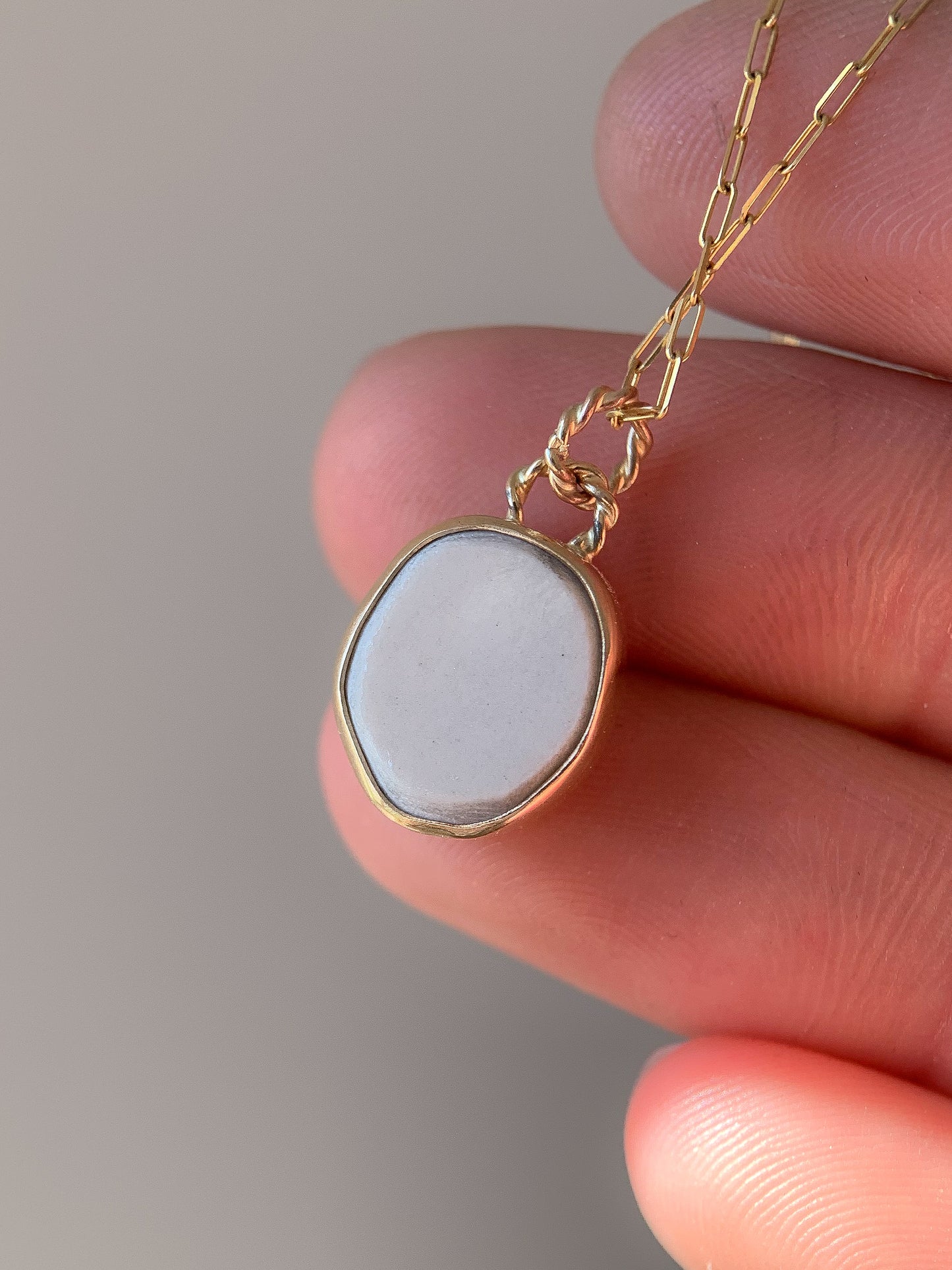 Upcycled Pottery Pendant in Gold (No Chain)
