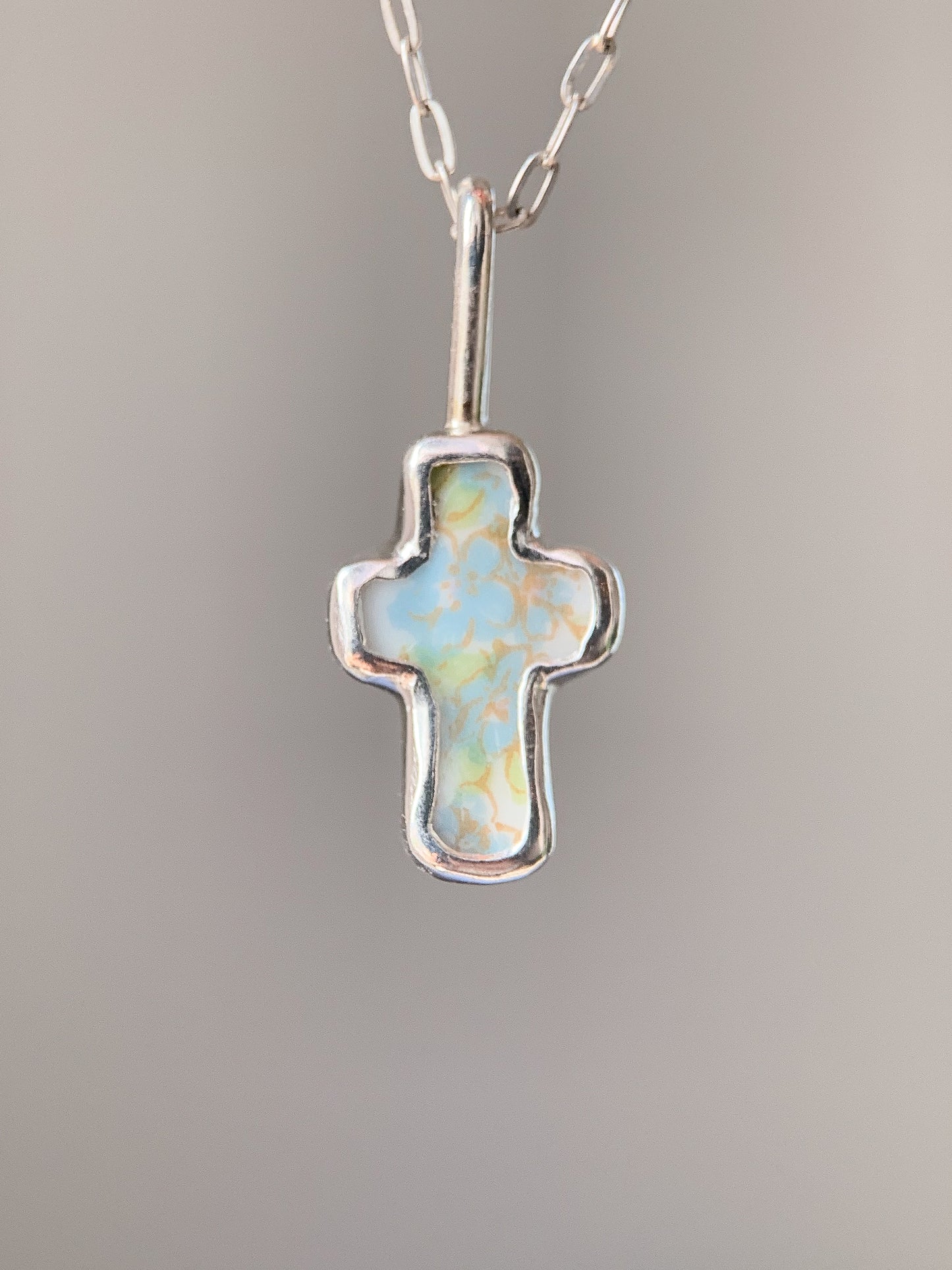 Upcycled Pottery Cross Necklace
