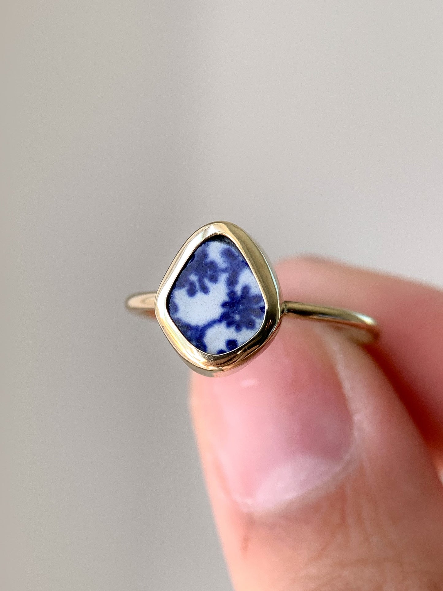 Upcycled Pottery Ring in Gold (US 6.25)