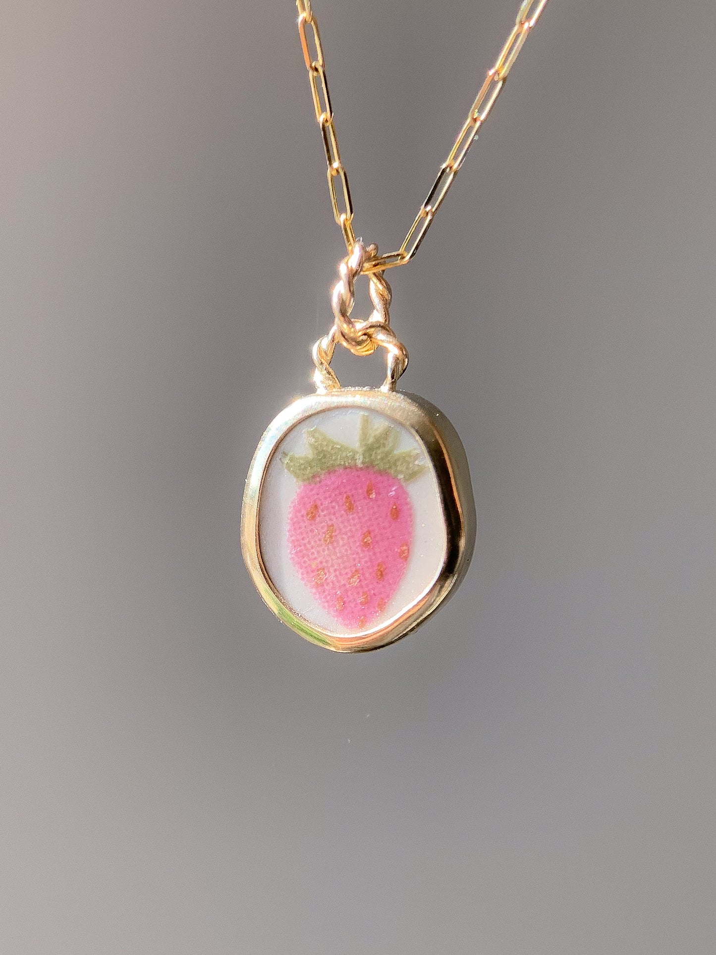 Upcycled Pottery Pendant in Gold (No Chain)