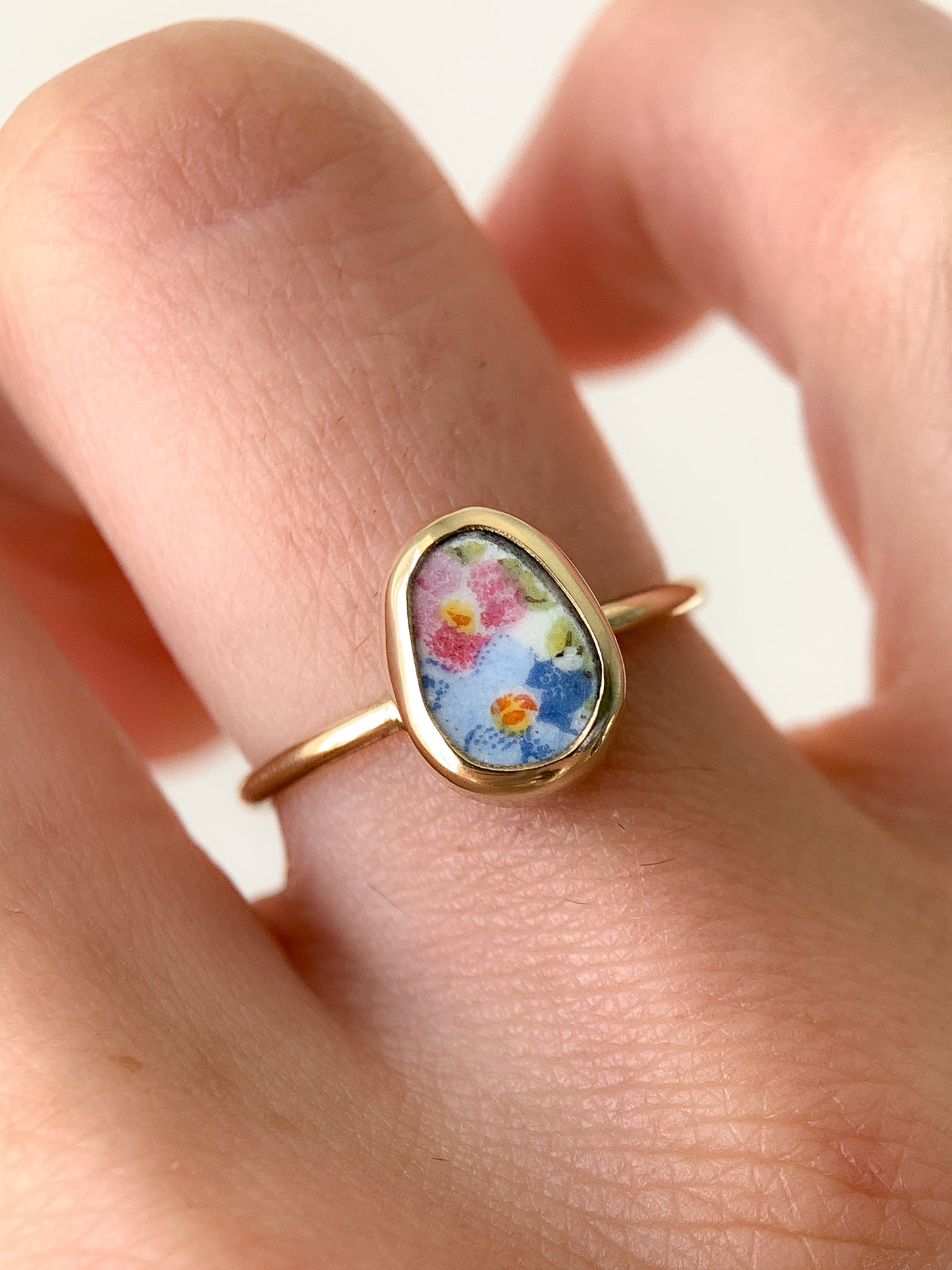 Upcycled Pottery Ring in Gold (US 5.75)