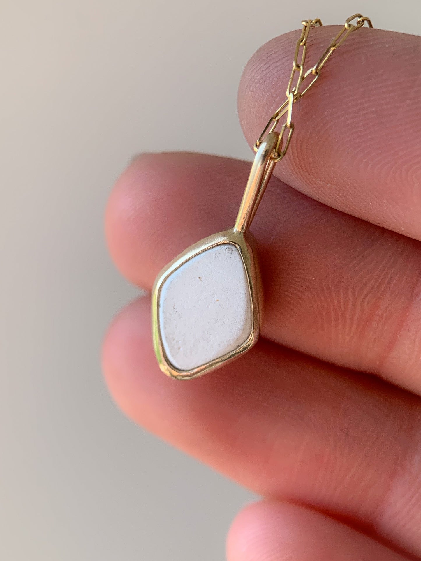 Upcycled Pottery Pendant in Gold (No Chain)