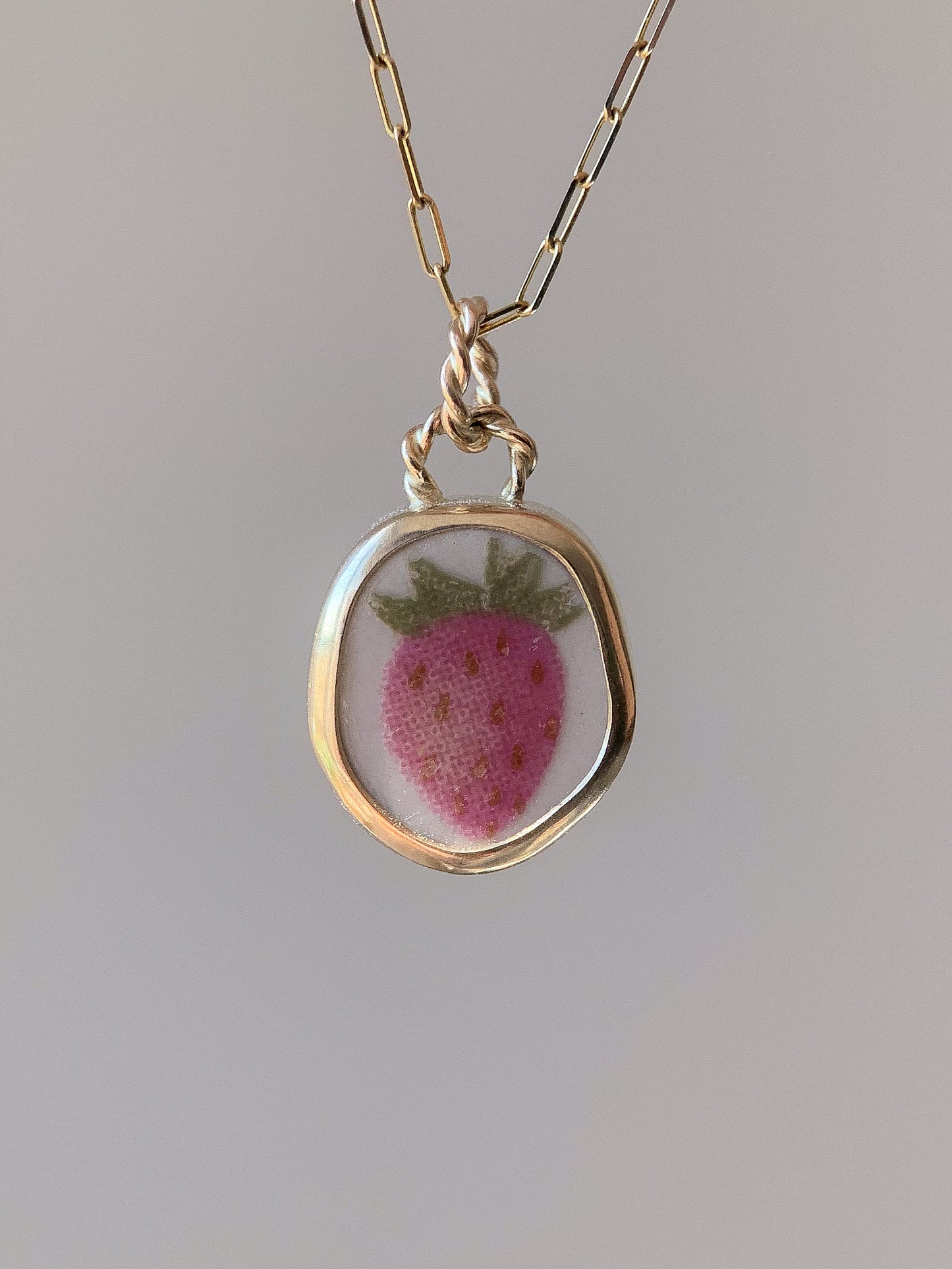 Upcycled Pottery Pendant in Gold (No Chain)