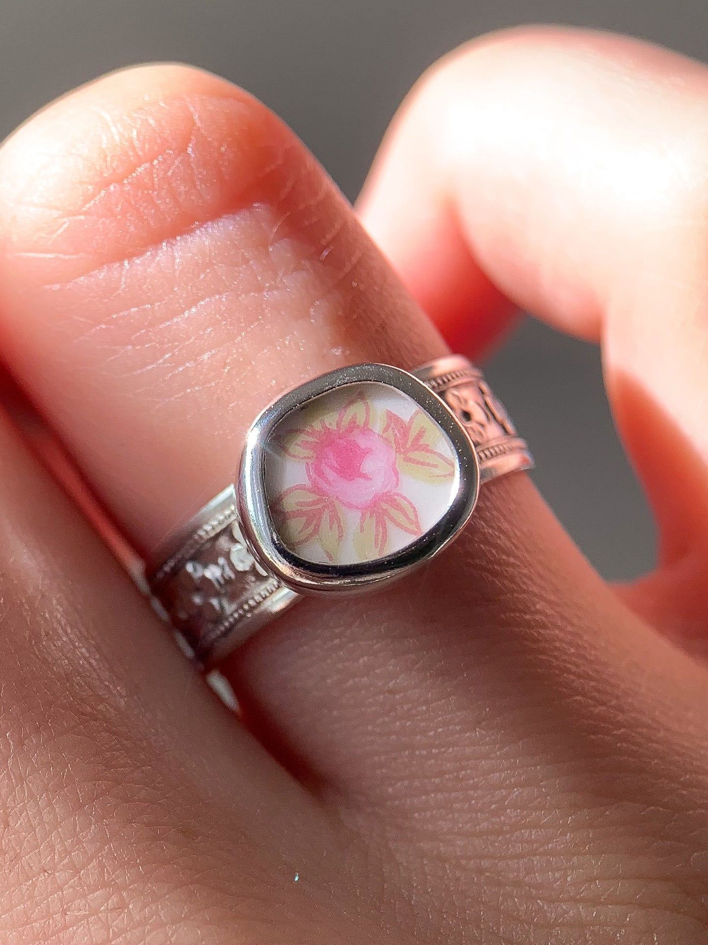 Chunky Upcycled Pottery Ring (US 6.25)