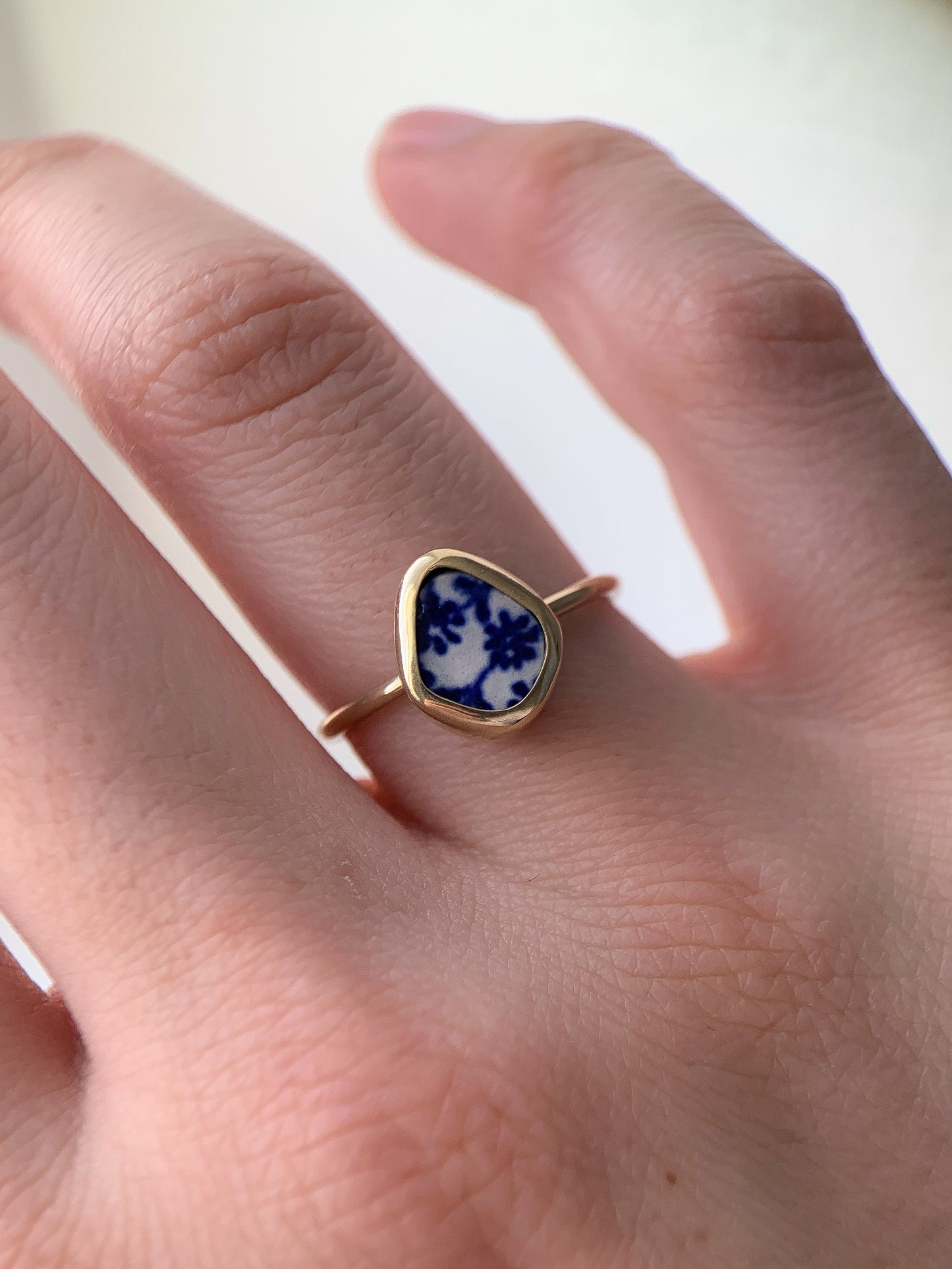 Upcycled Pottery Ring in Gold (US 6.25)