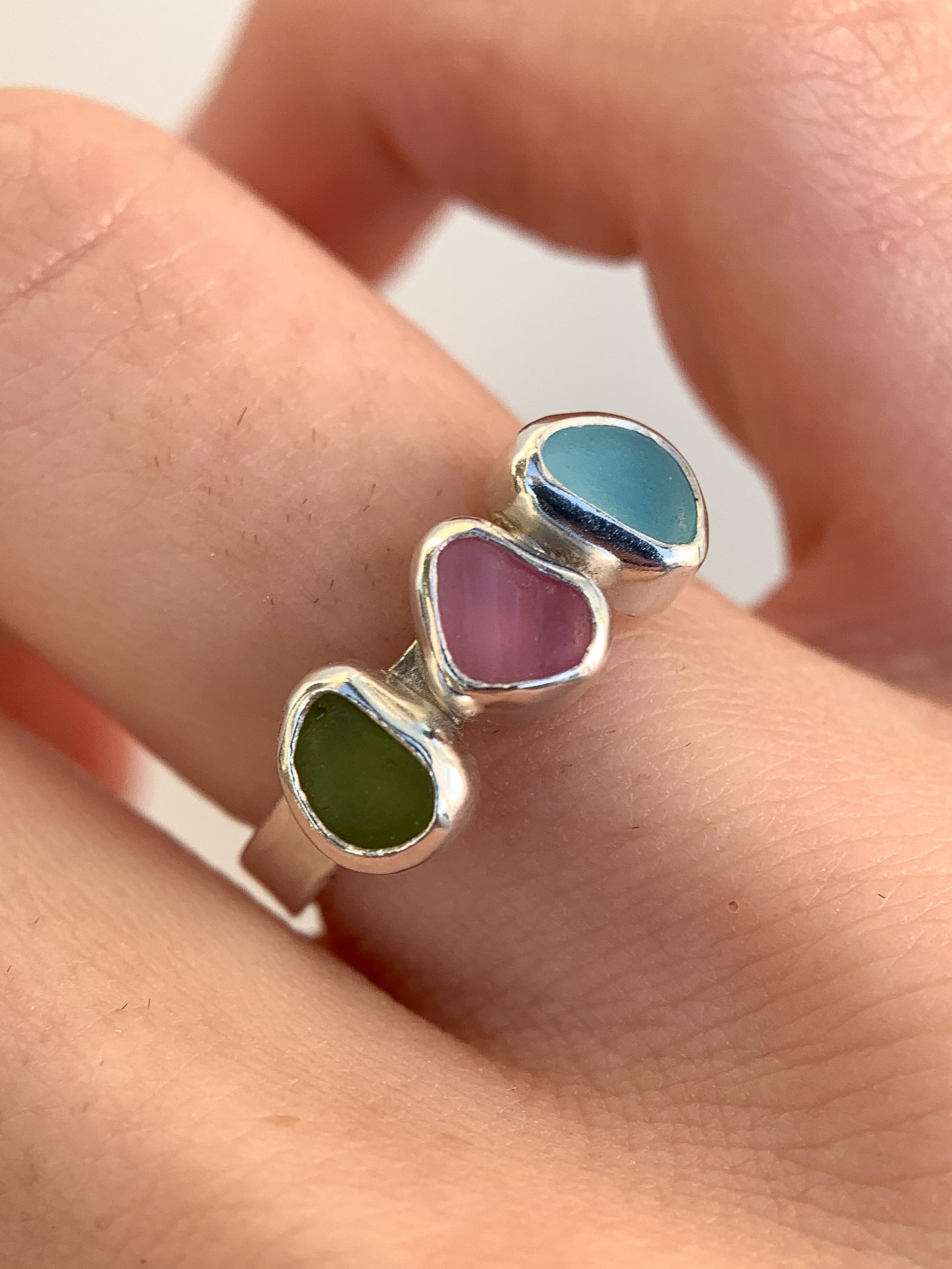 Multi-Sea Glass Ring (US 6.5)