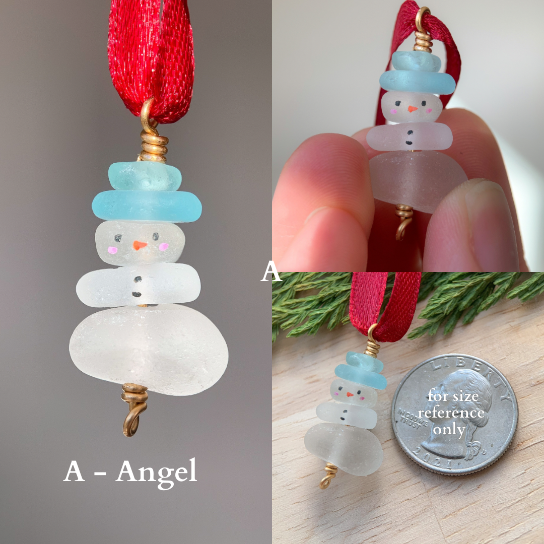 Sea Glass Snowman Ornament - Colorful ⛄️