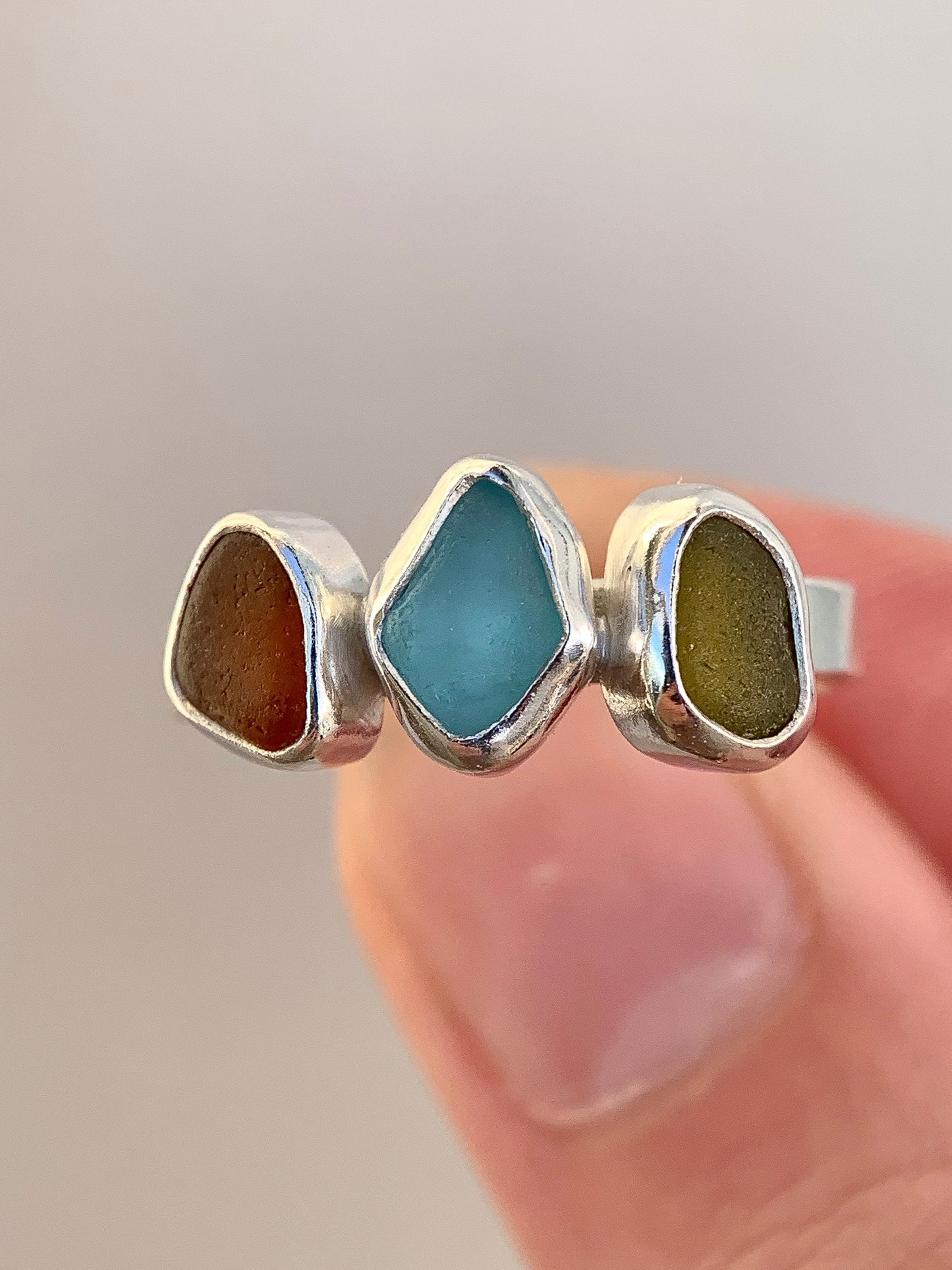 Multi-Sea Glass Ring (US 8.75)