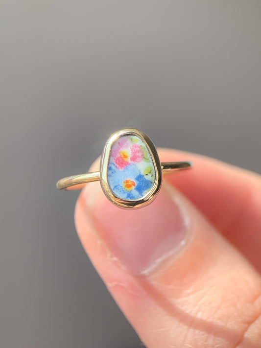 Upcycled Pottery Ring in Gold (US 5.75)