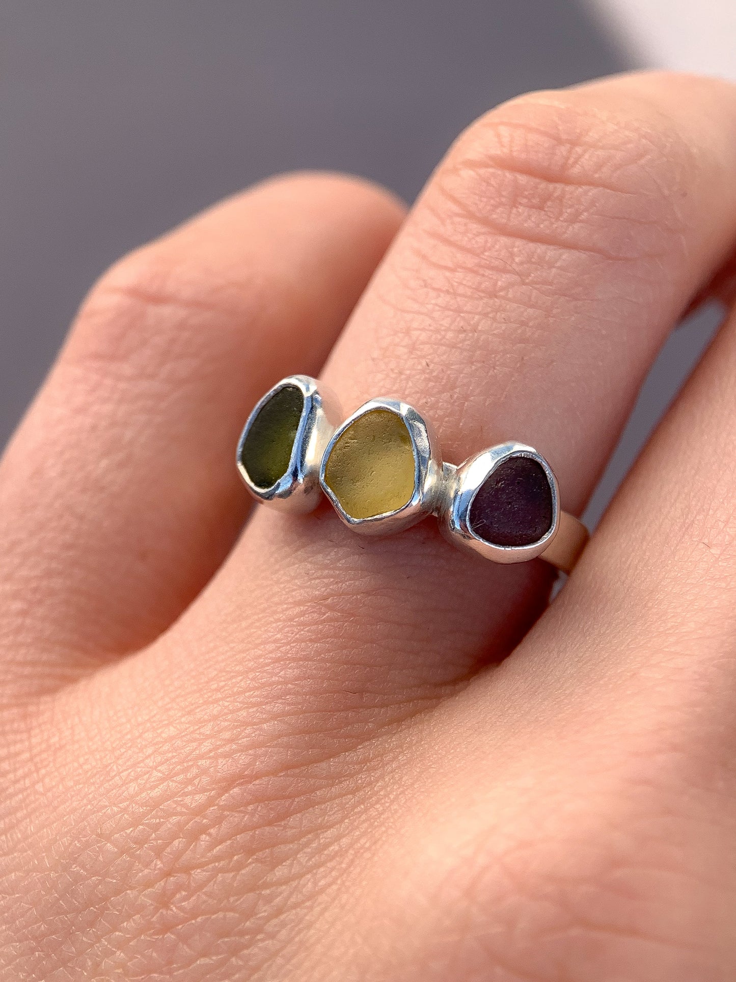 Multi-Sea Glass Ring (US 6.25)