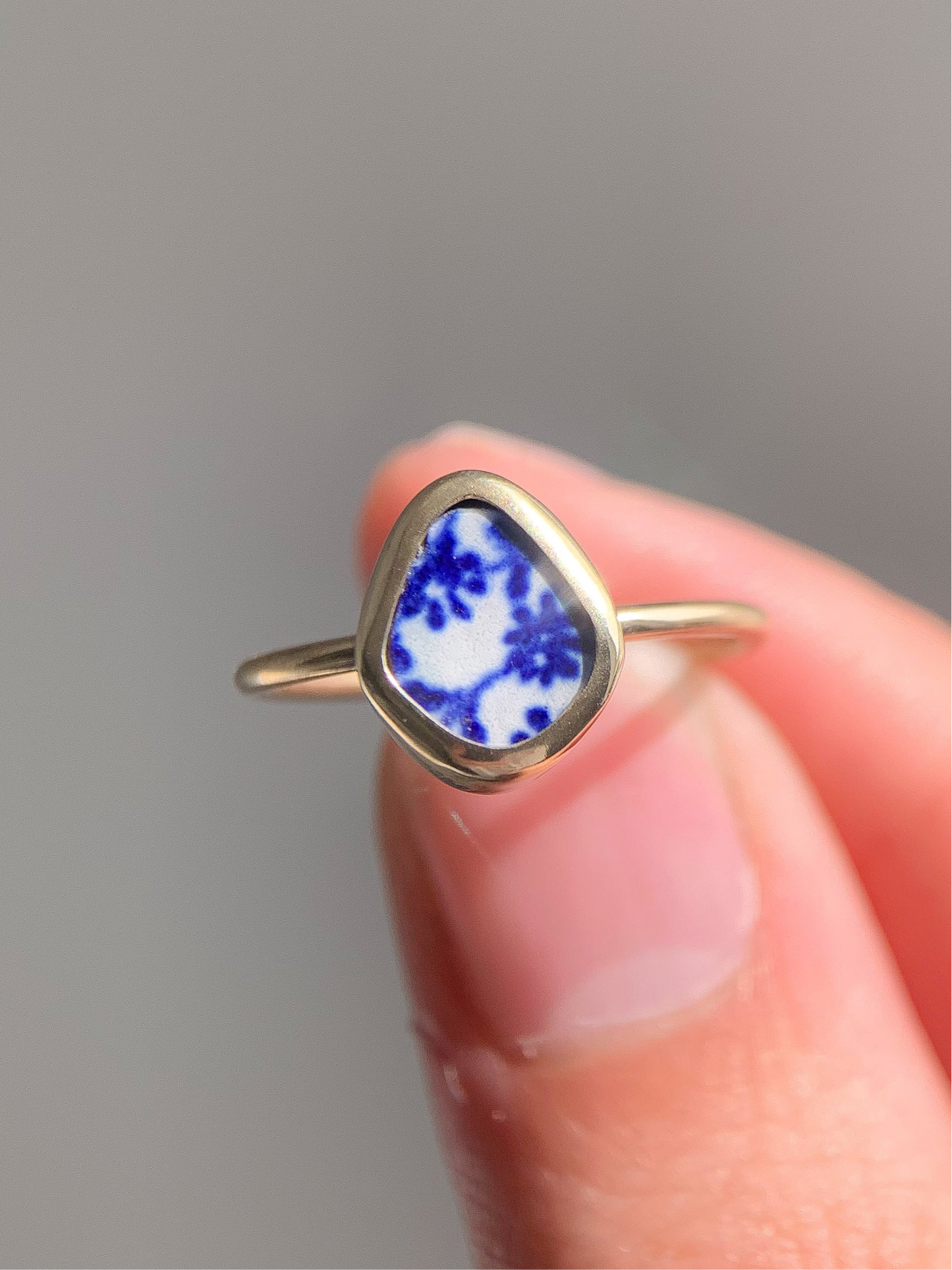 Upcycled Pottery Ring in Gold (US 6.25)