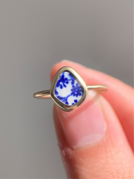 Upcycled Pottery Ring in Gold (US 6.25)