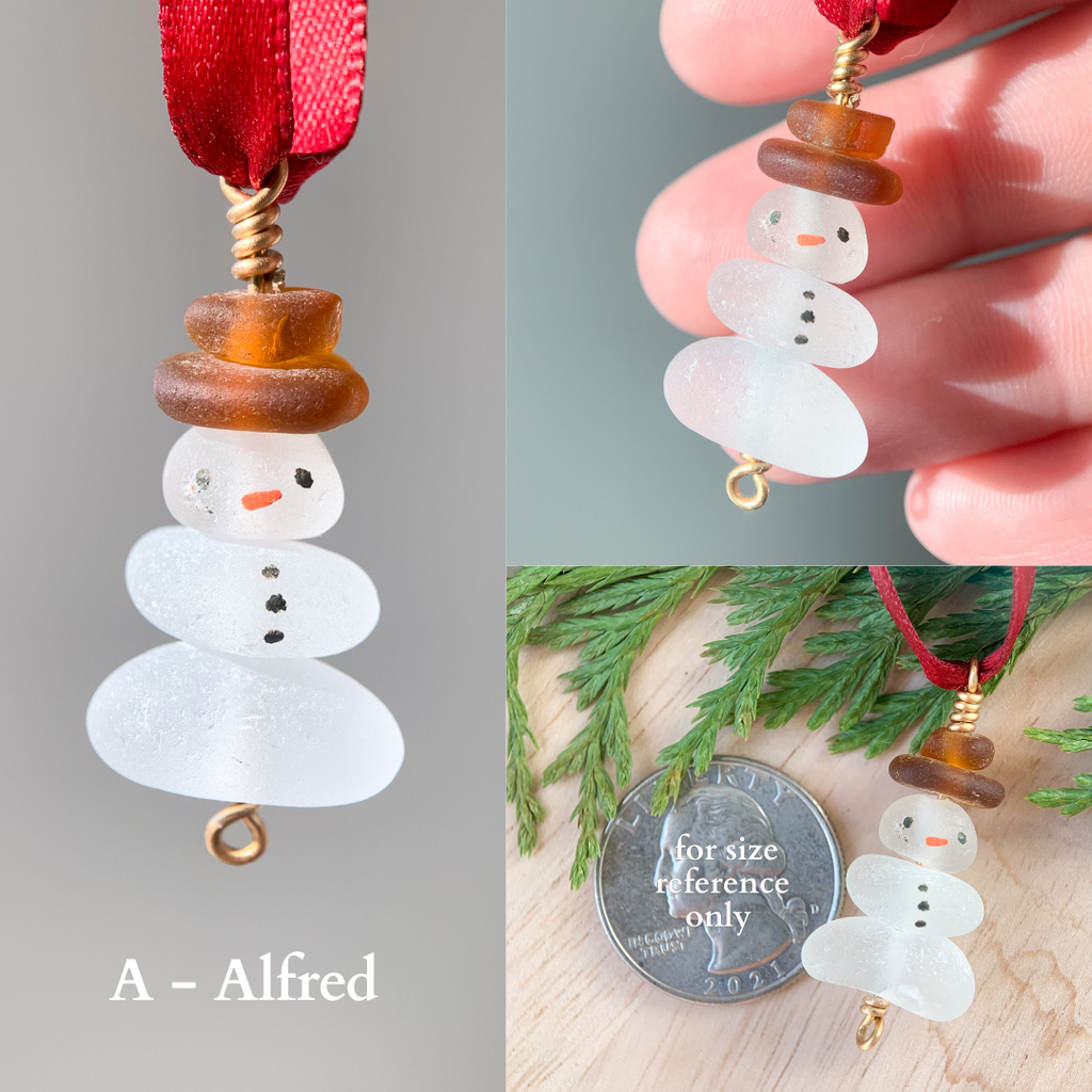 Sea Glass Snowman Ornament ⛄️