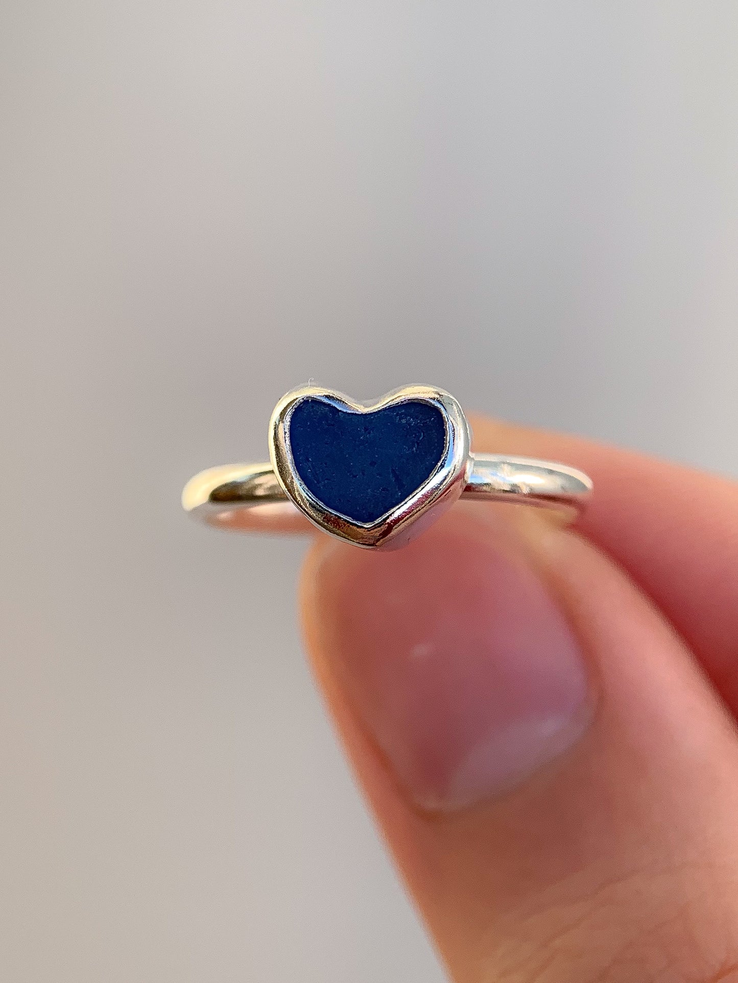 Sea Glass Heart Ring (US 6.25)