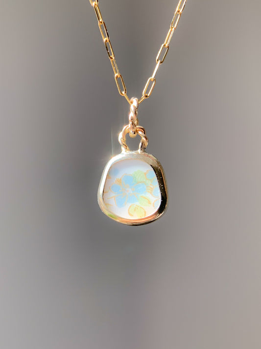 Upcycled Pottery Pendant in Gold (No Chain)