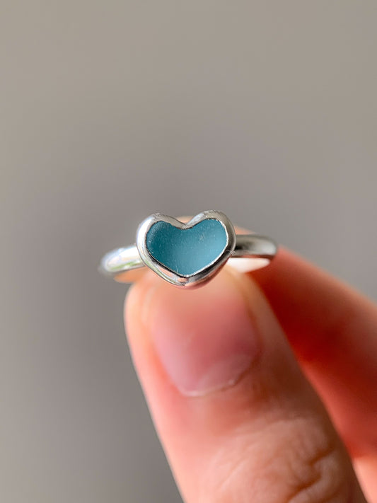 Sea Glass Heart Ring (US 5.75)