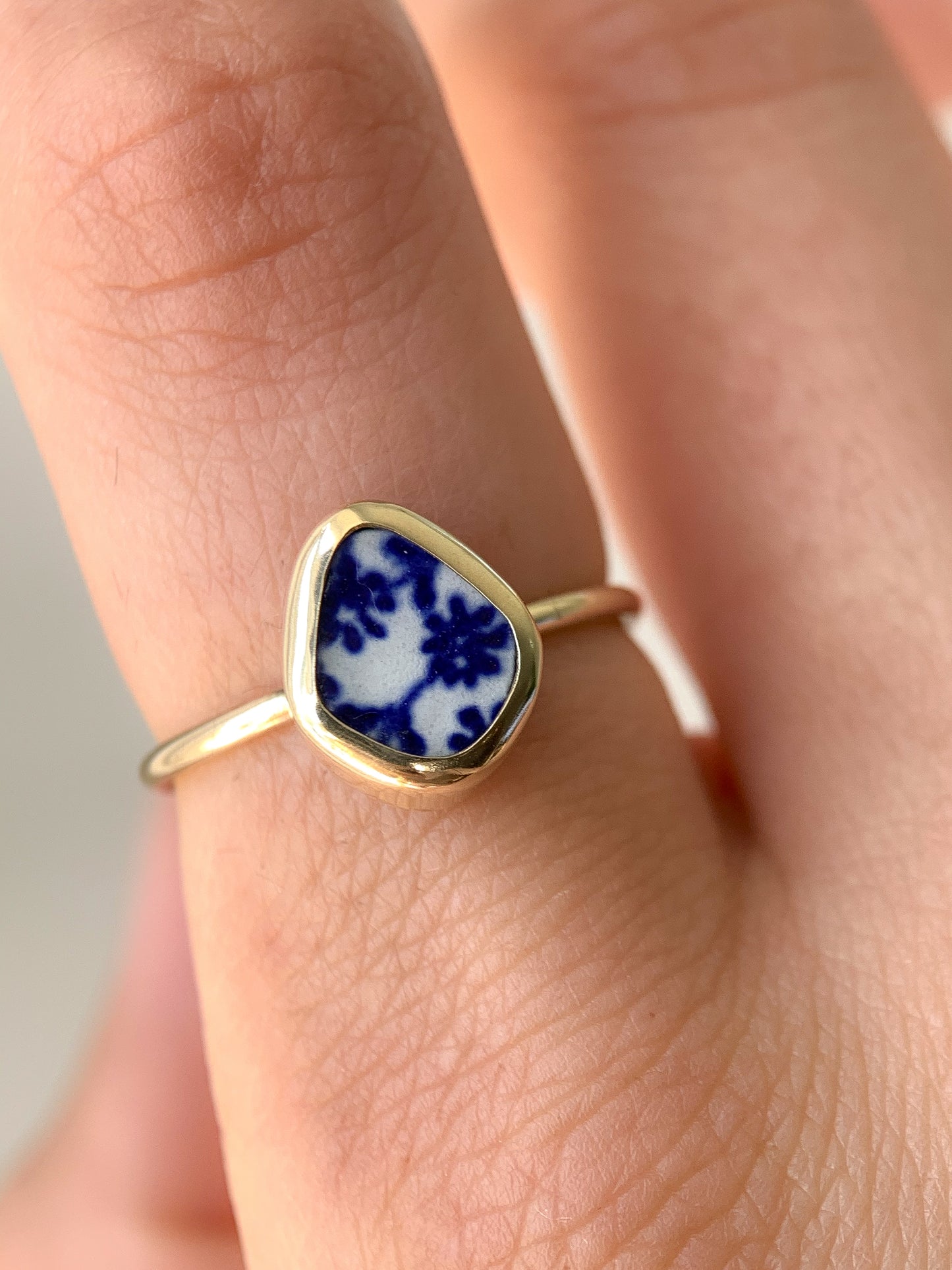 Upcycled Pottery Ring in Gold (US 6.25)