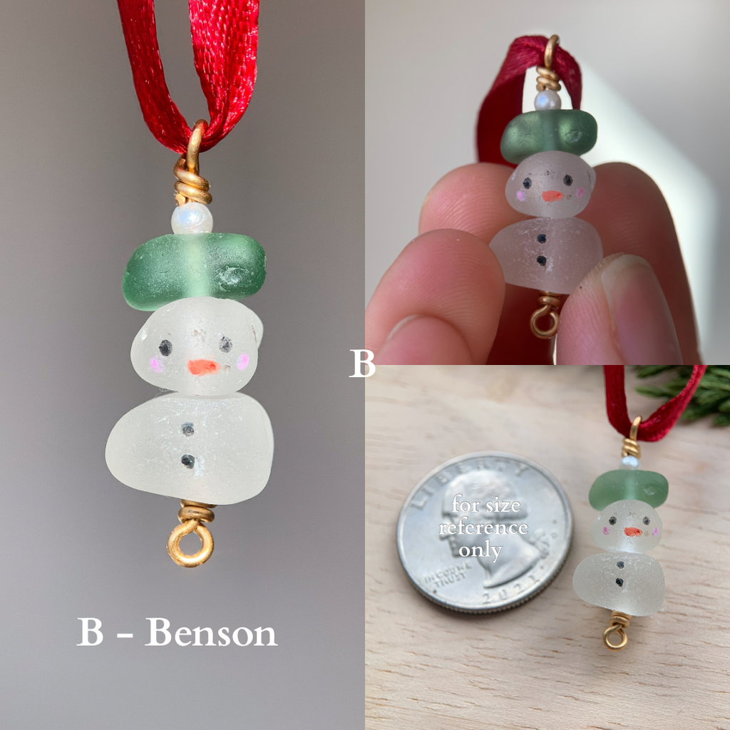 Sea Glass *Mini* Snowman Ornament ⛄️