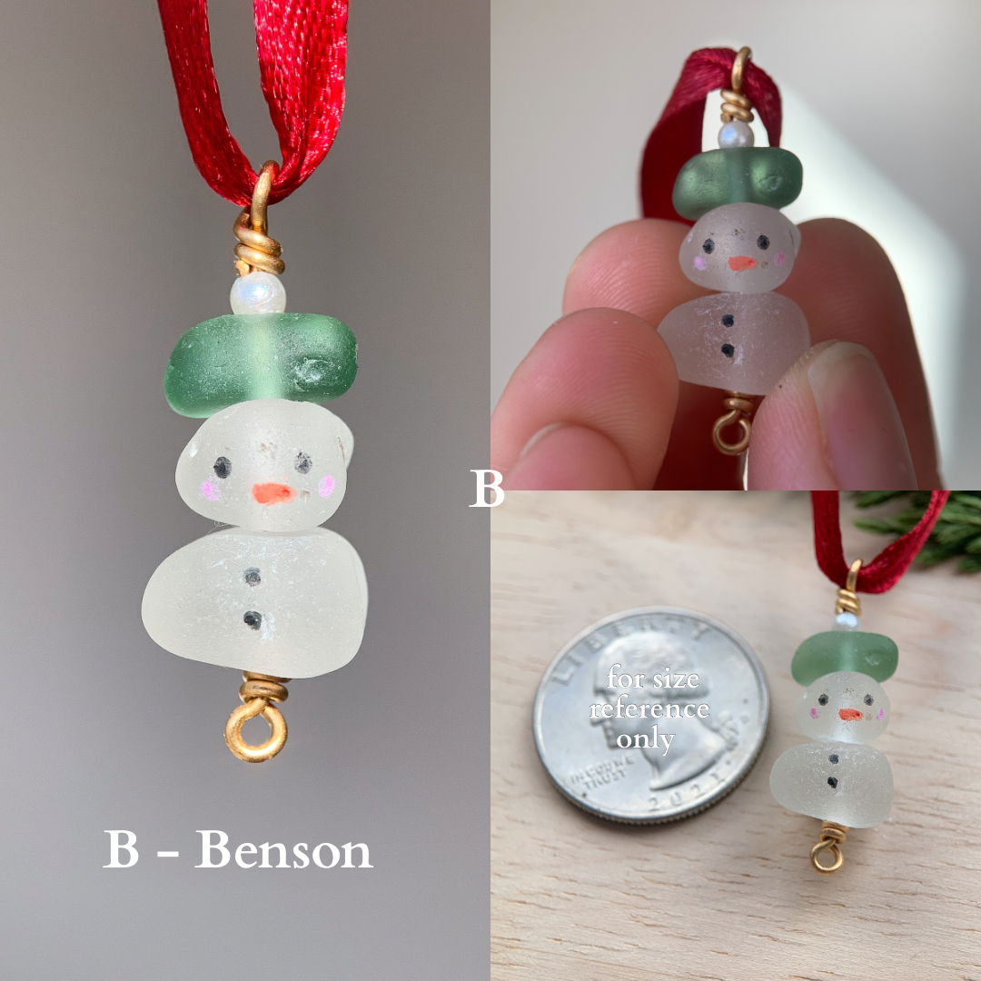 Sea Glass *Mini* Snowman Ornament ⛄️