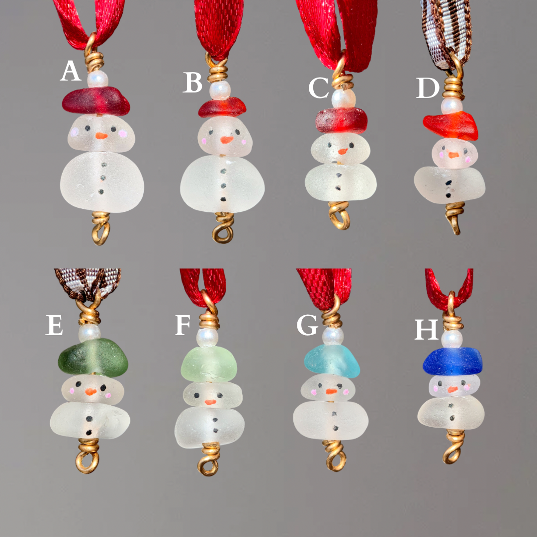 Sea Glass *Mini* Snowman Ornament ⛄️