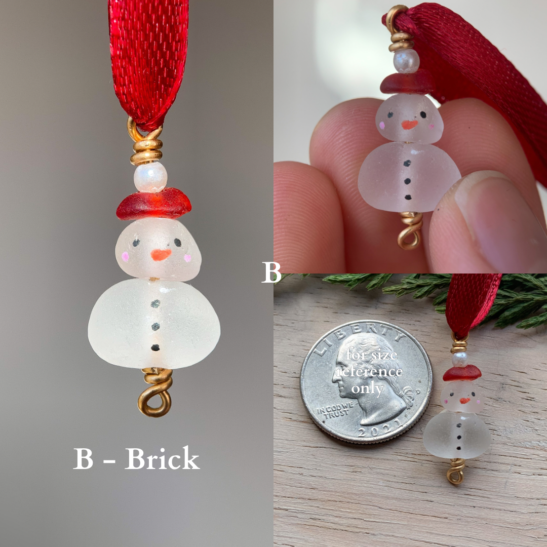 Sea Glass *Mini* Snowman Ornament ⛄️