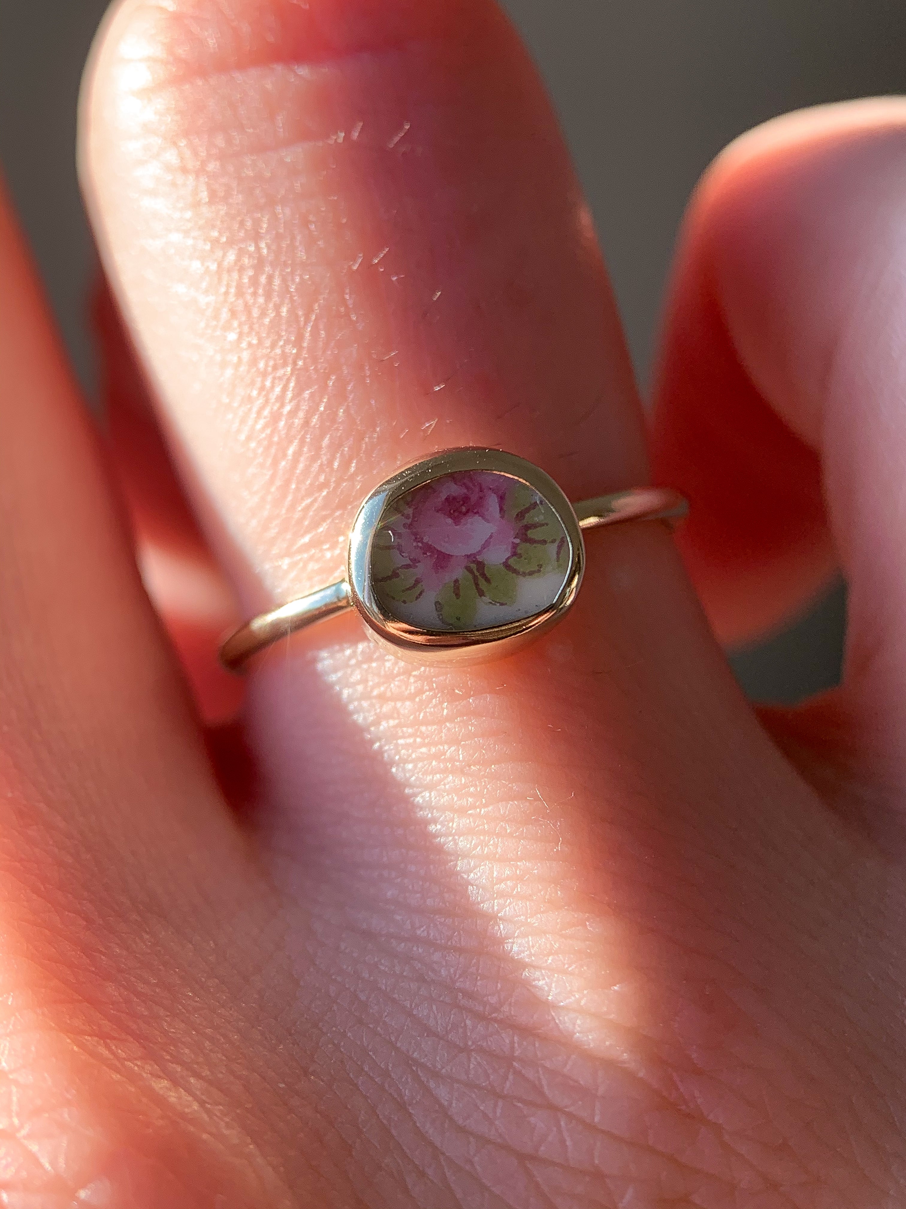 Upcycled Pottery Ring in Gold (US 5.5)