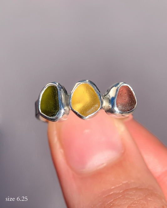 Multi-Sea Glass Ring (US 6.25)