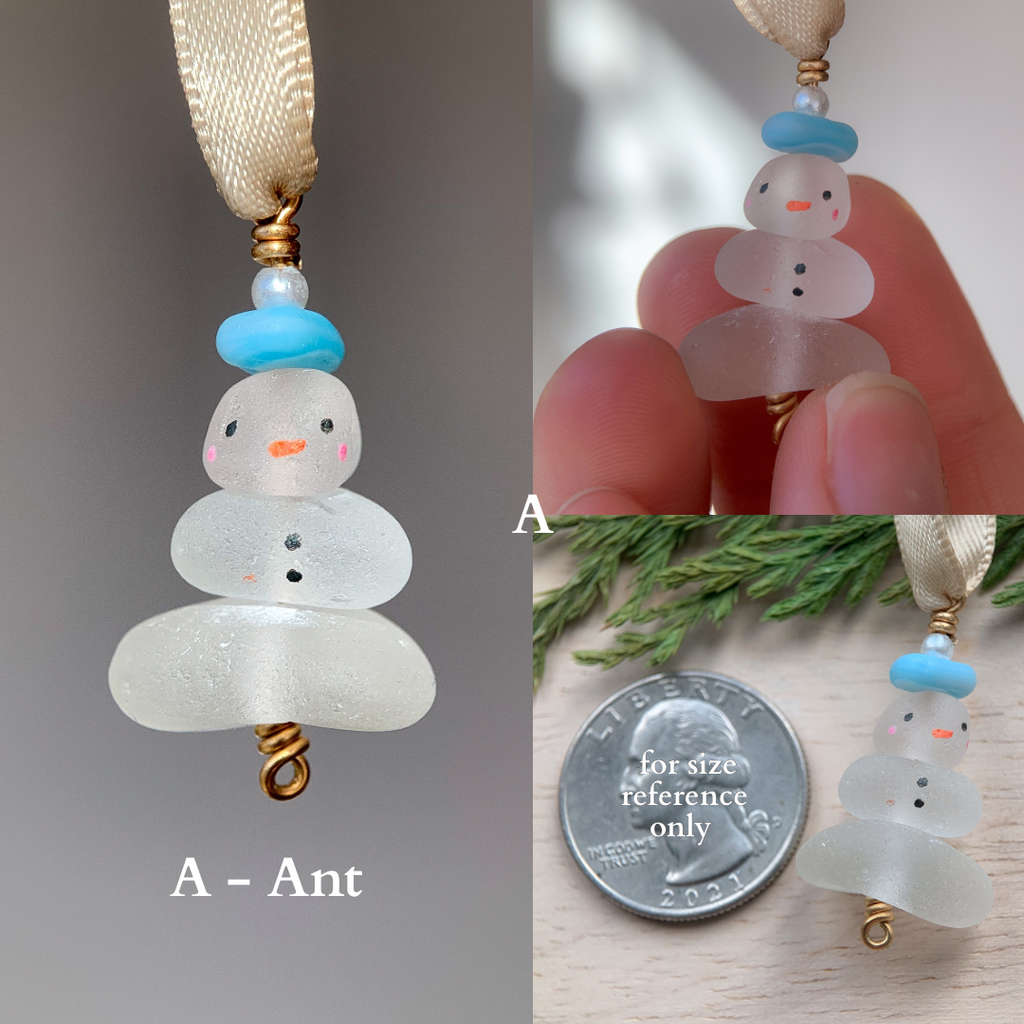 Sea Glass *Mini* Snowman Ornament ⛄️