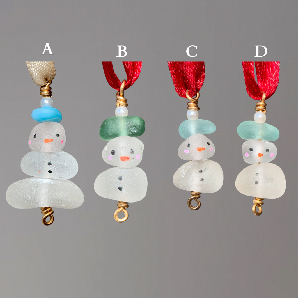 Sea Glass *Mini* Snowman Ornament ⛄️