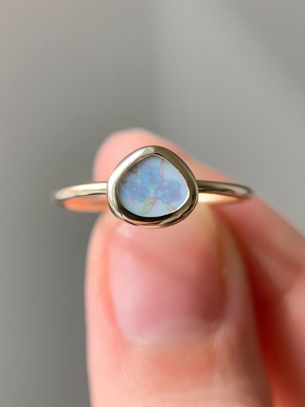 Upcycled Pottery Ring in Gold (US 6.75)