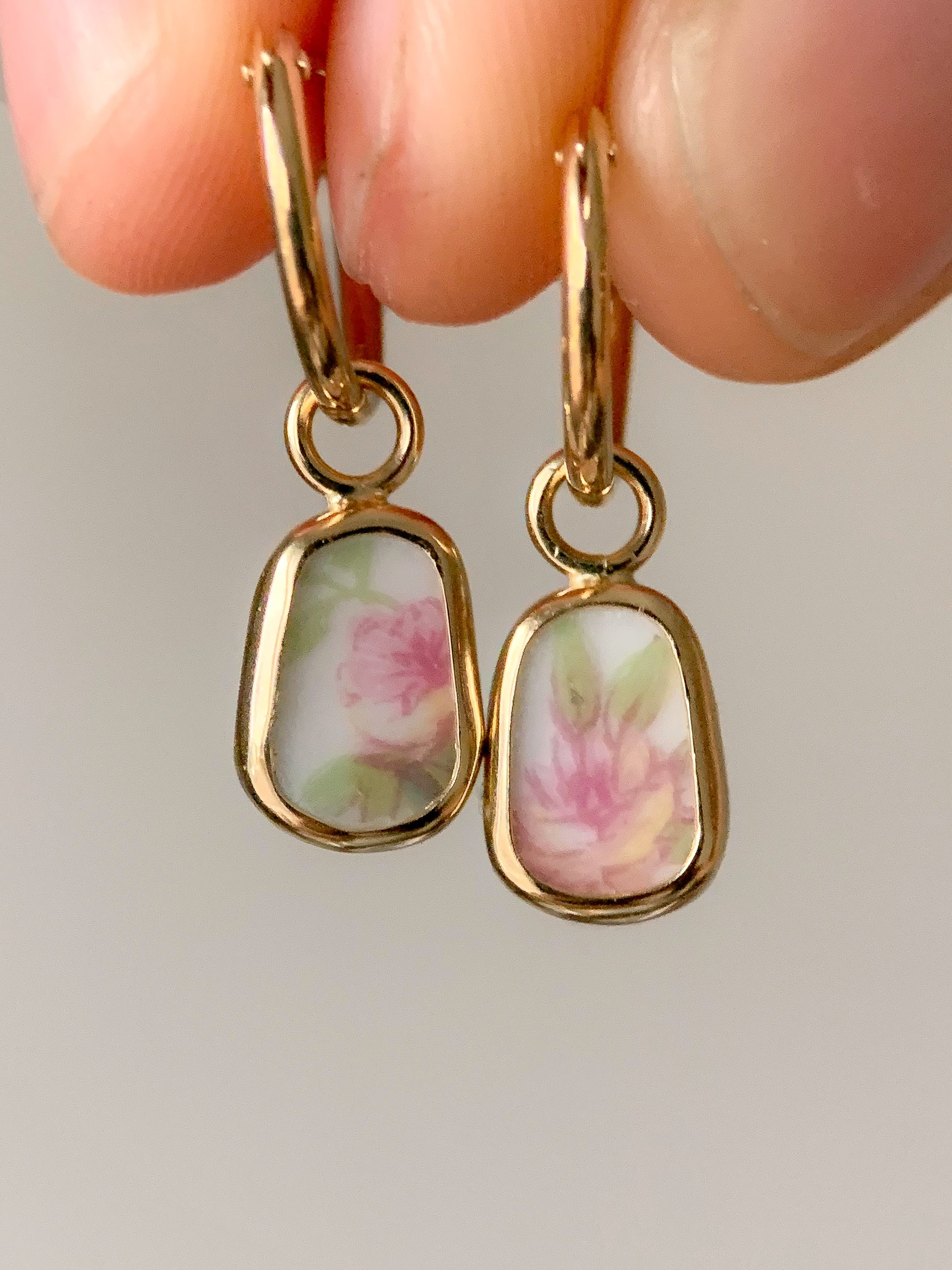 Upcycled Pottery Earrings in Gold