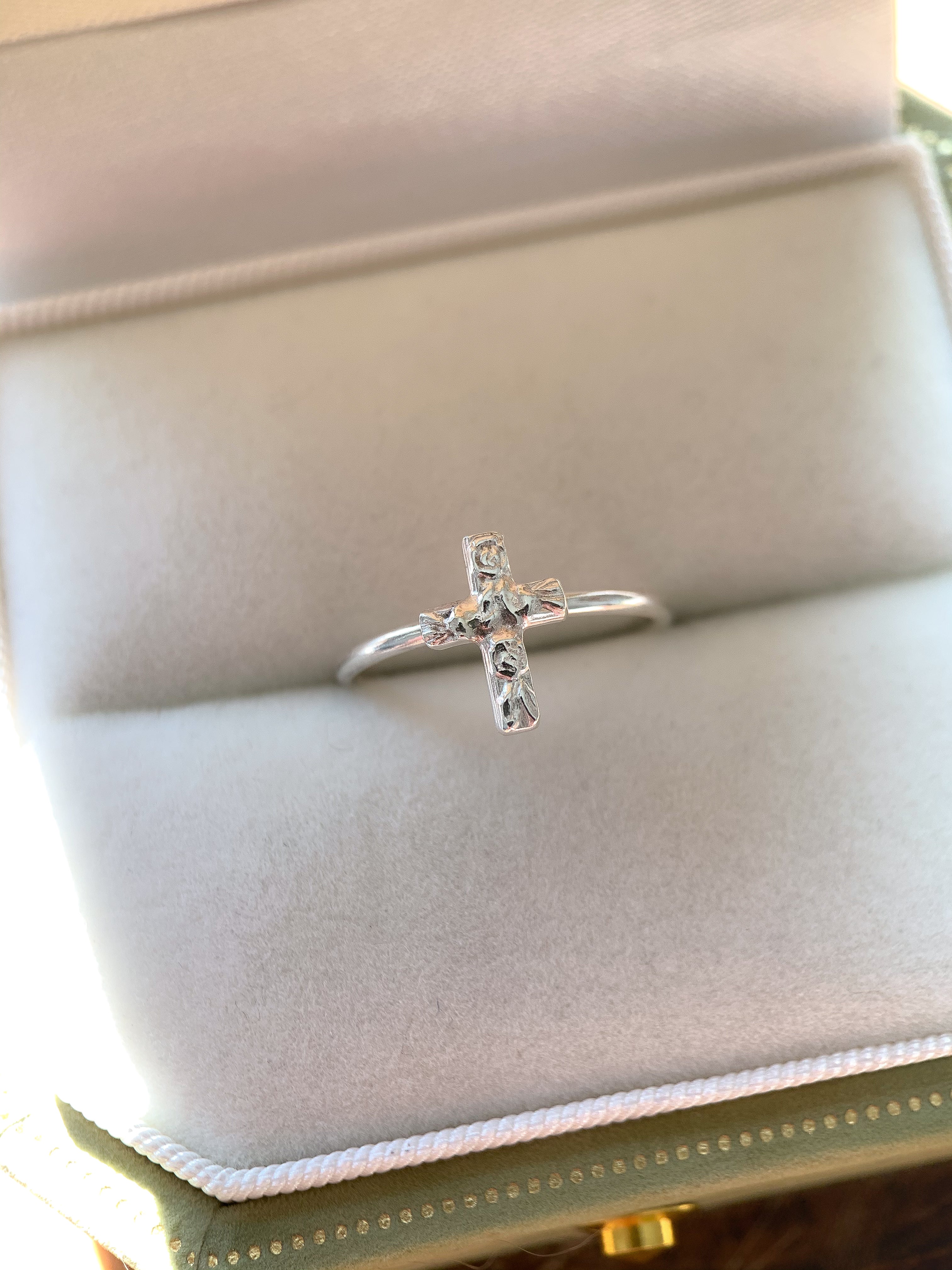 Tiny Cross Ring (Made-to-order)
