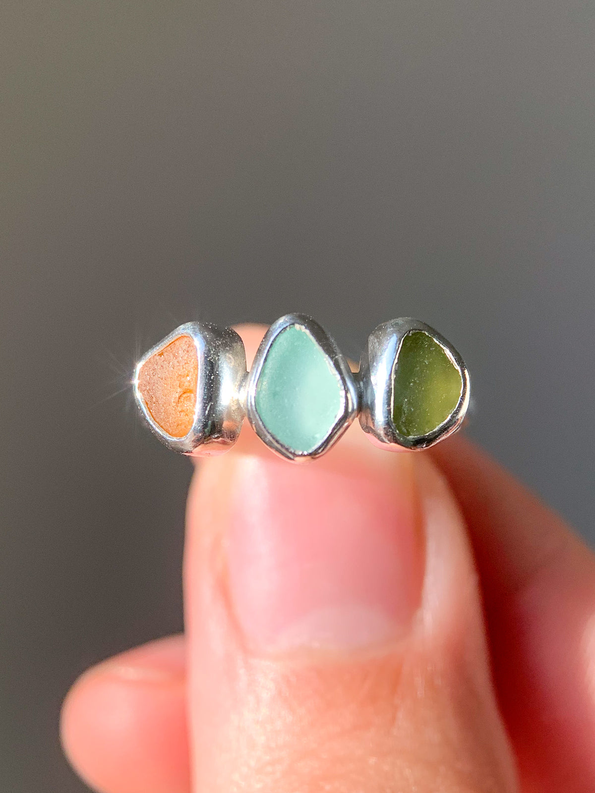 Multi-Sea Glass Ring (US 6.25)