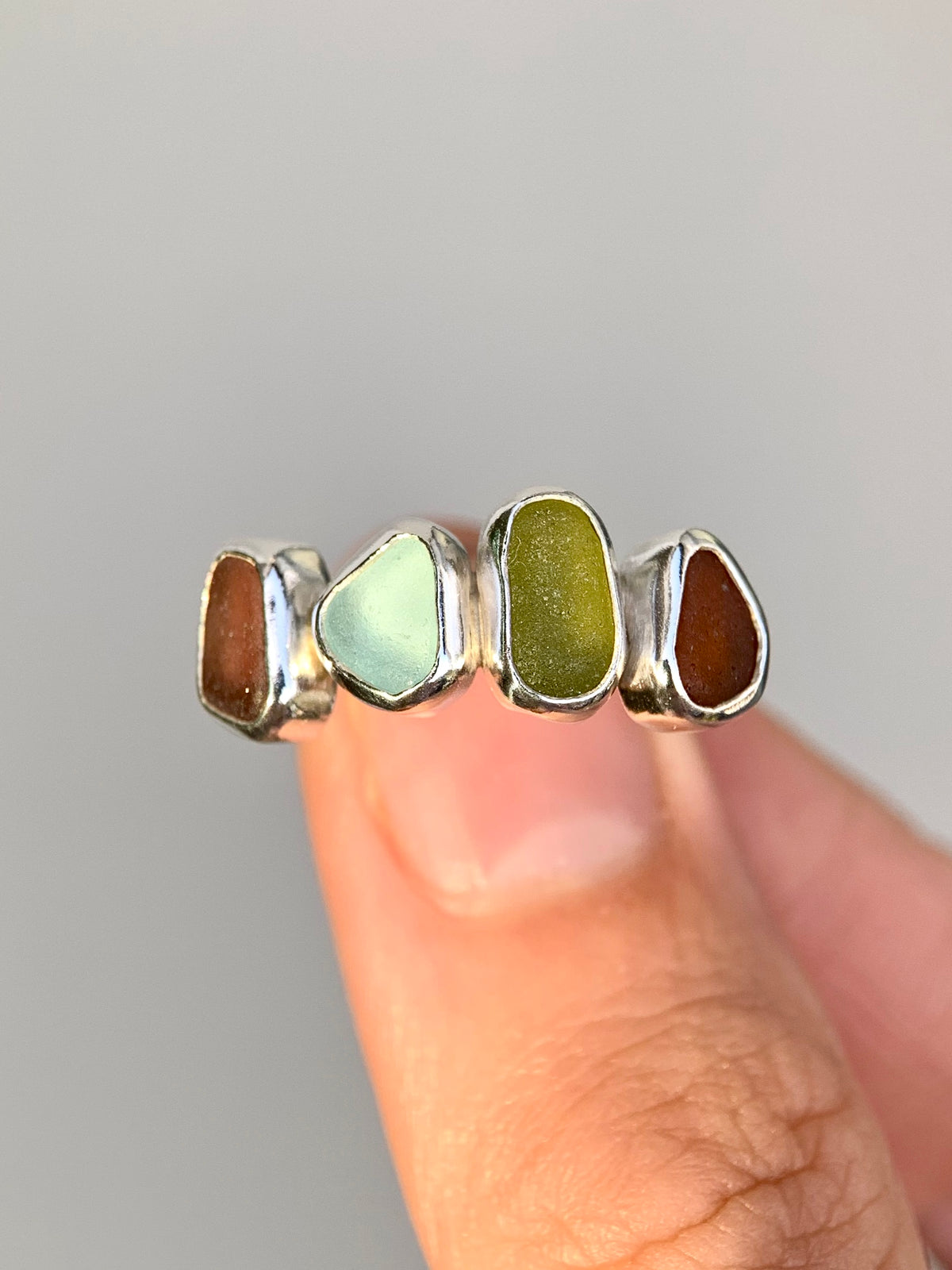 Multi-Sea Glass Ring (US 8)