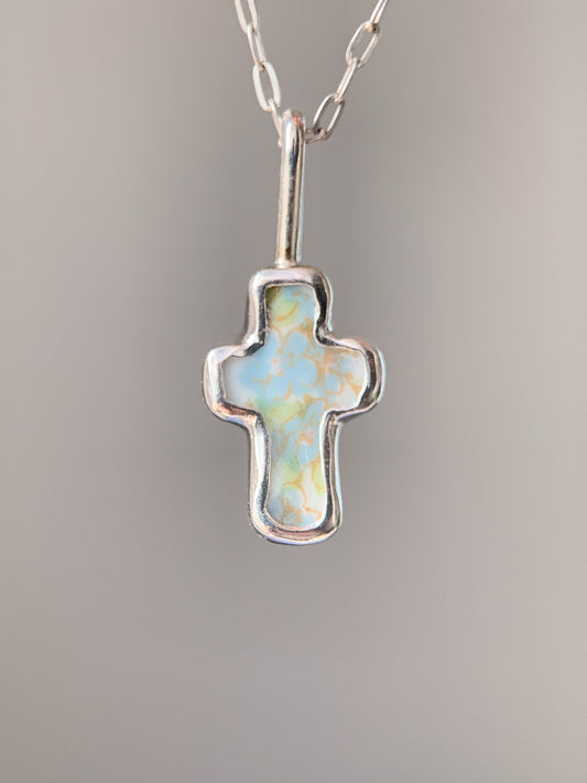 Upcycled Pottery Cross Necklace