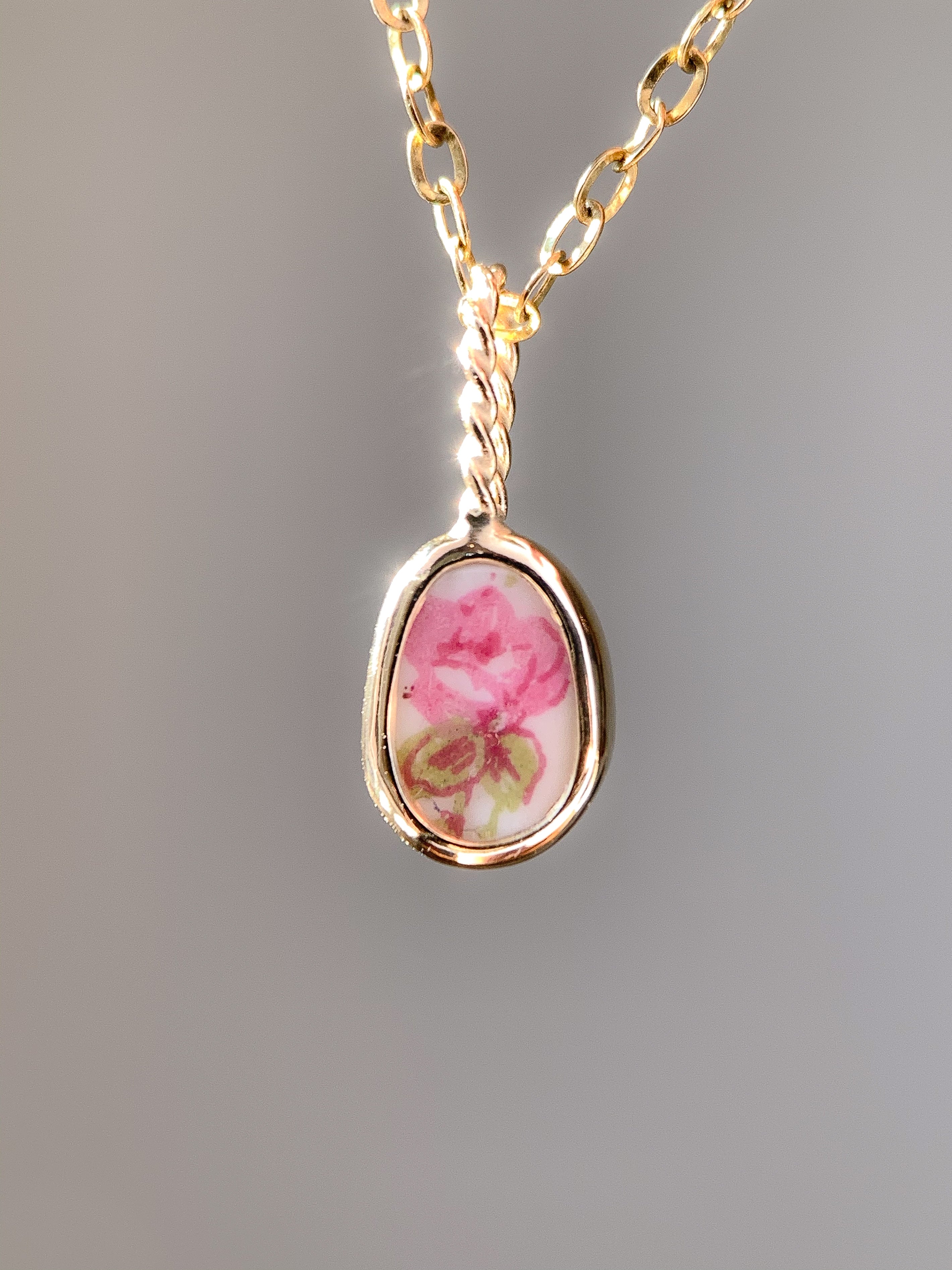 Upcycled Pottery Pendant in Gold (No Chain)