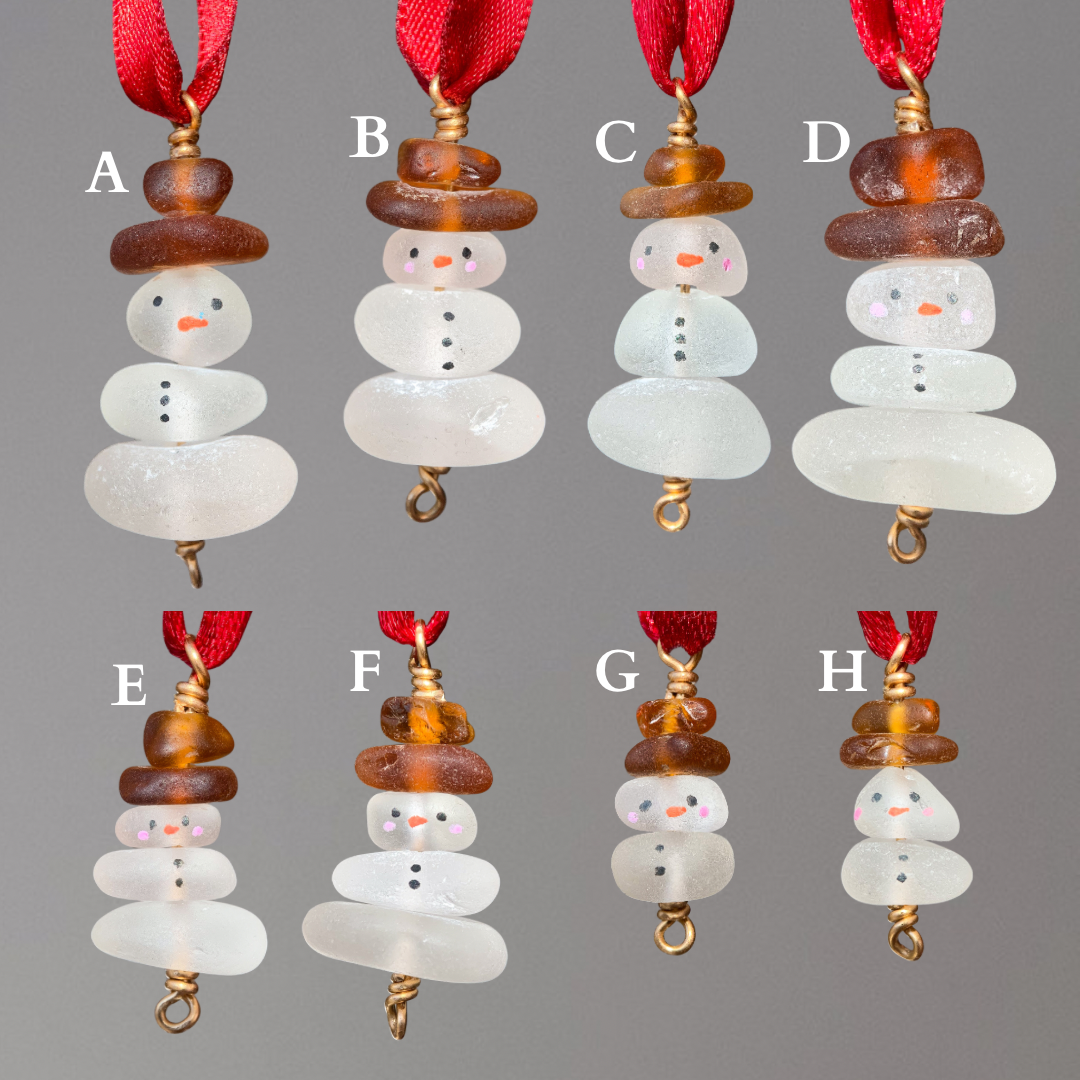 Sea Glass Snowman Ornament - Classic ⛄️