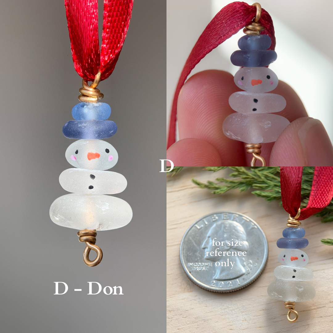 Sea Glass Snowman Ornament - Colorful ⛄️