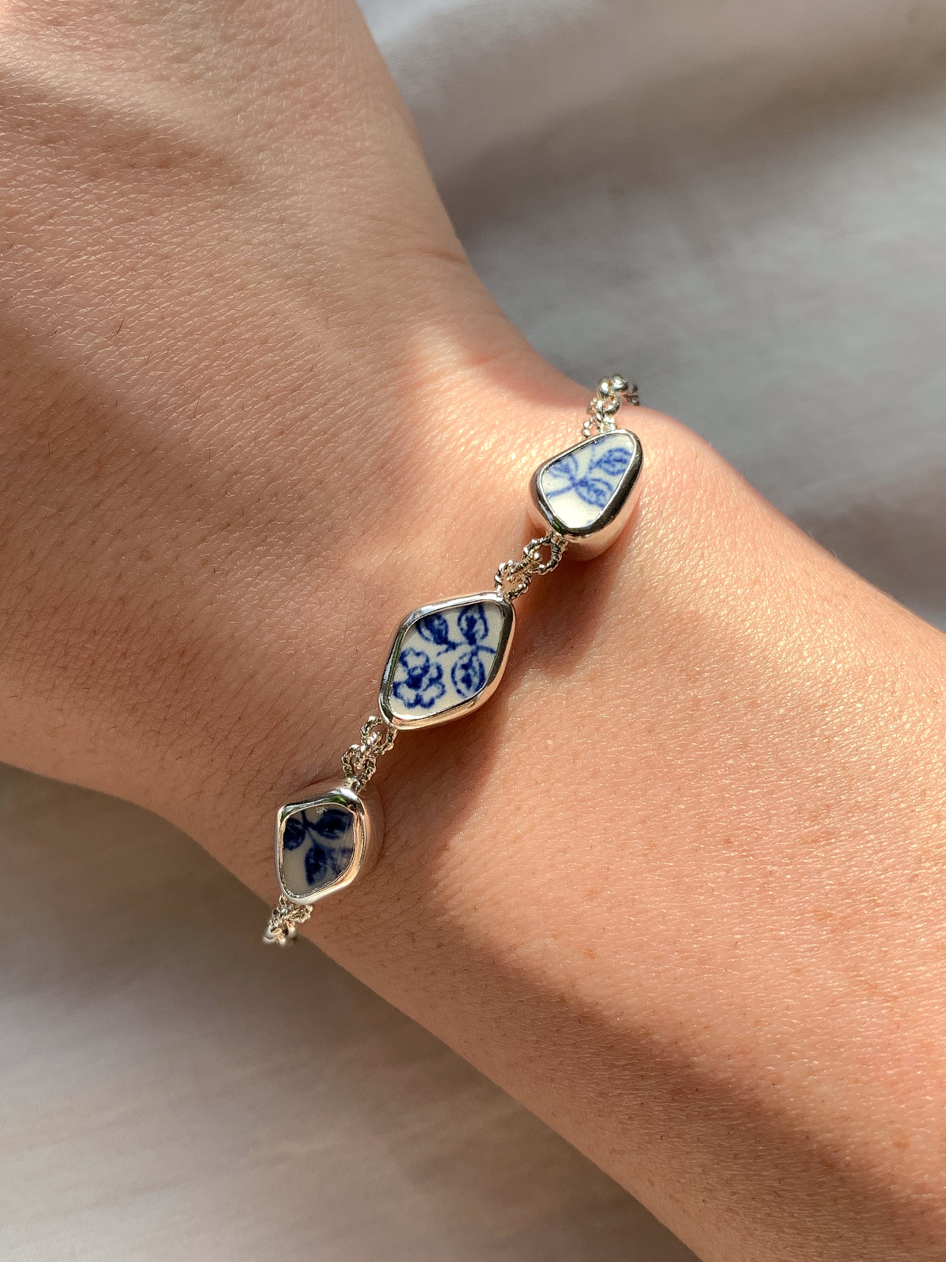 Upcycled Pottery Bracelet (adjustable)