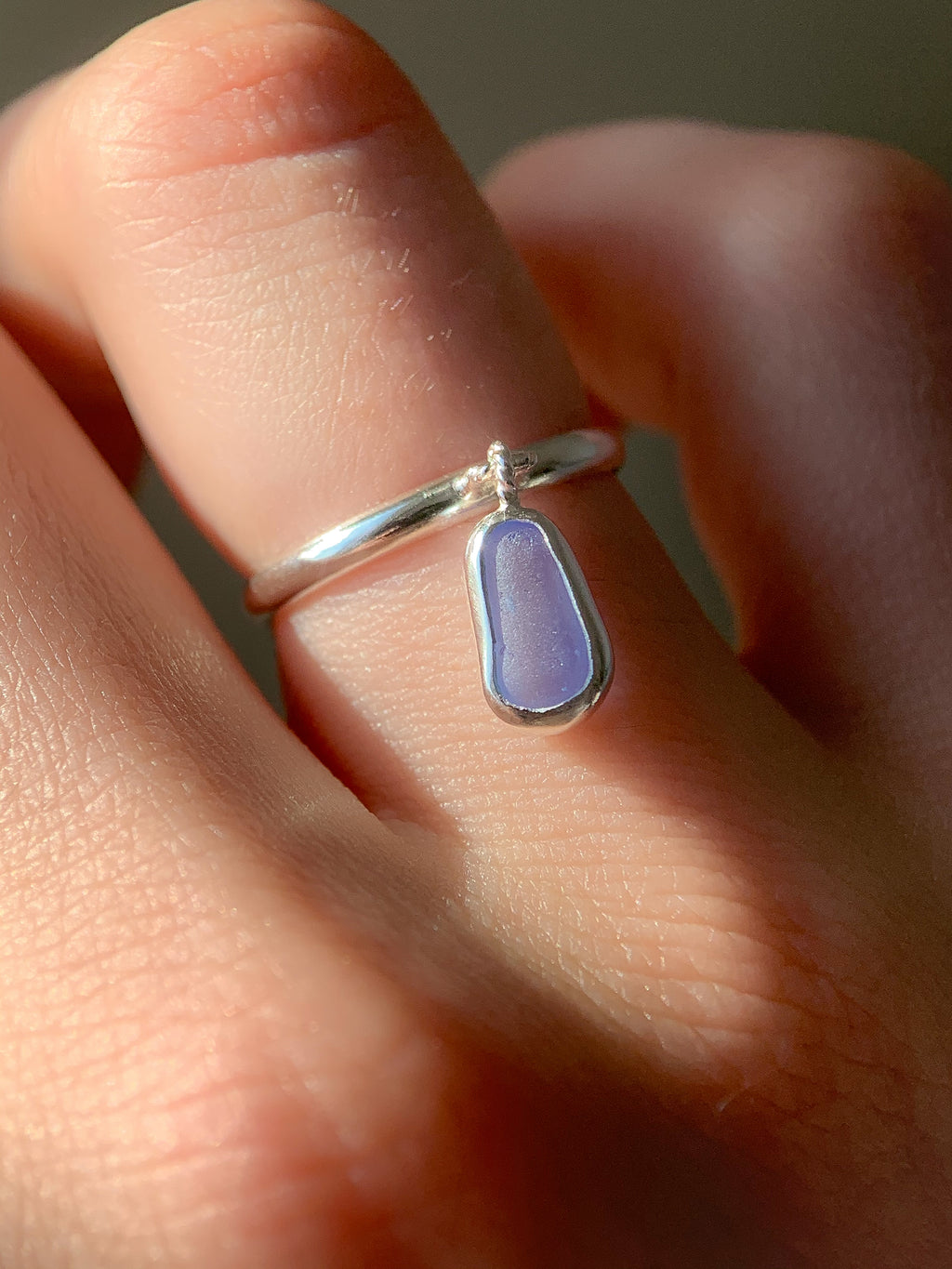 Sea Glass Charm Ring (US 5)