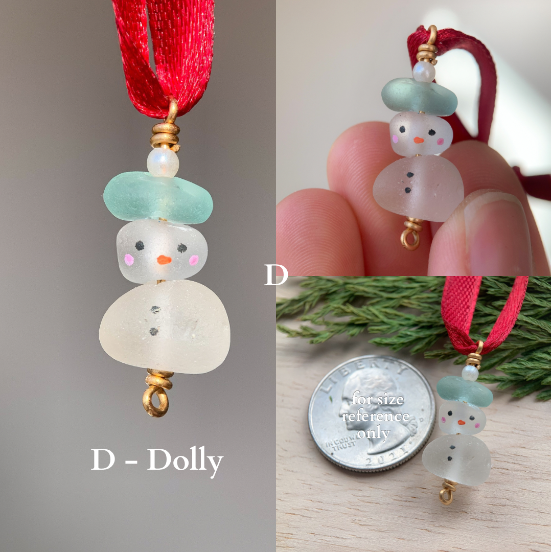 Sea Glass *Mini* Snowman Ornament ⛄️