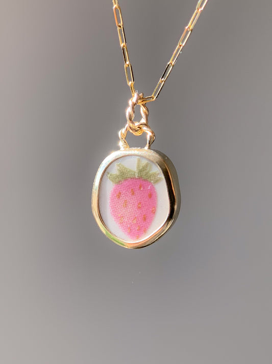 Upcycled Pottery Pendant in Gold (No Chain)